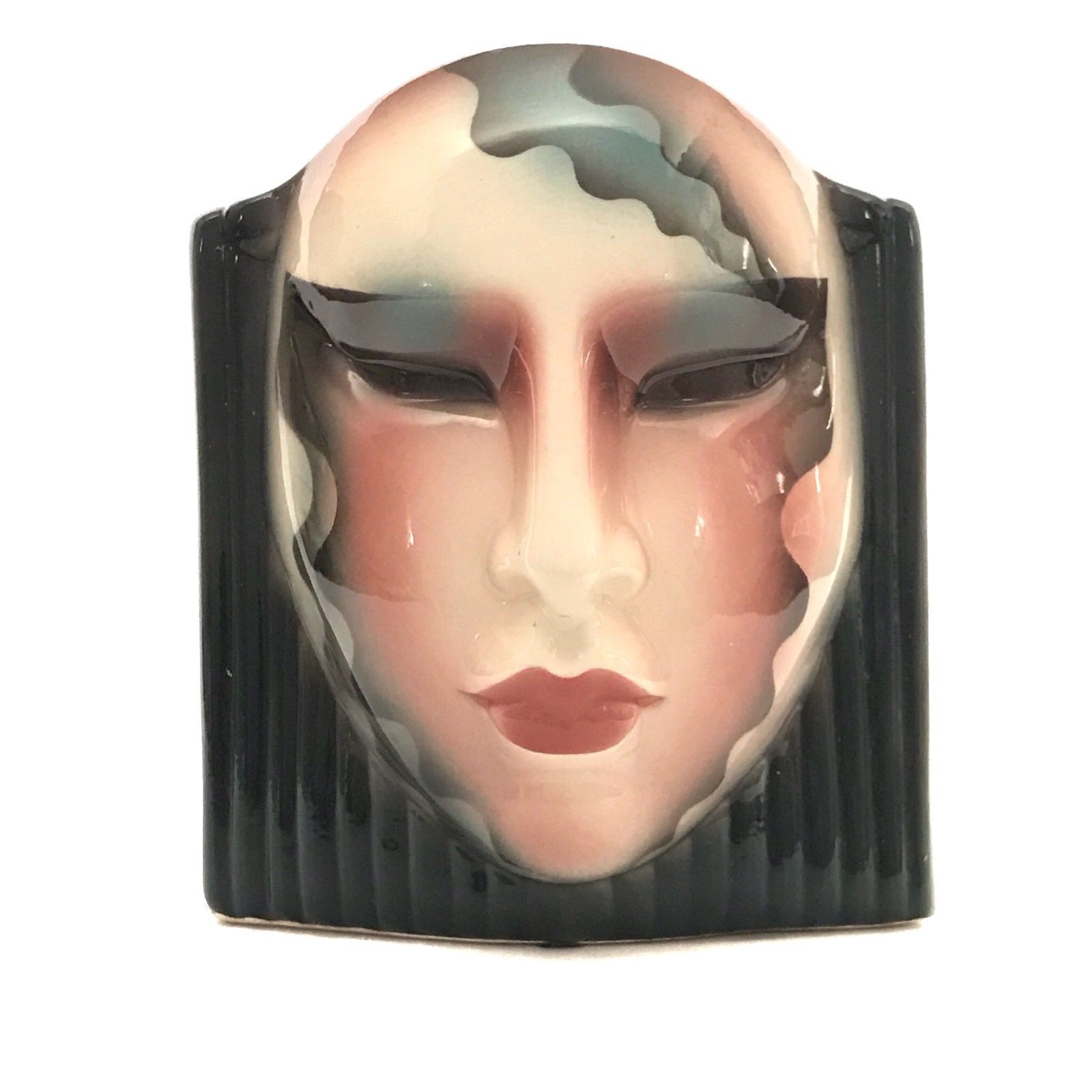 ABOUT FACE By Clay Art SF 80s Art Deco Woman's Face Vase Planter ...