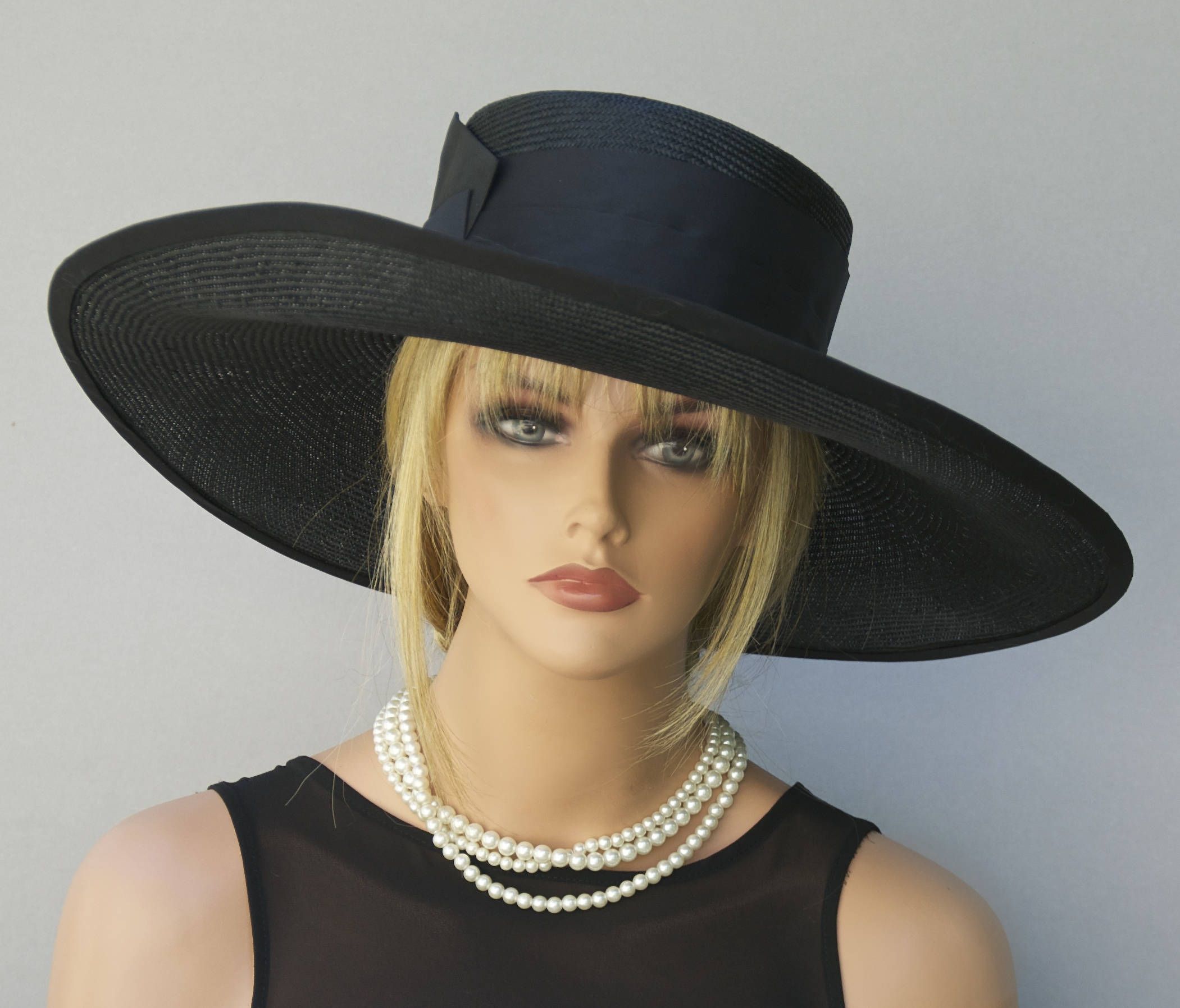 Women's Black Hat, Kentucky Derby Hat, Wedding Hat, Funeral Hat ...