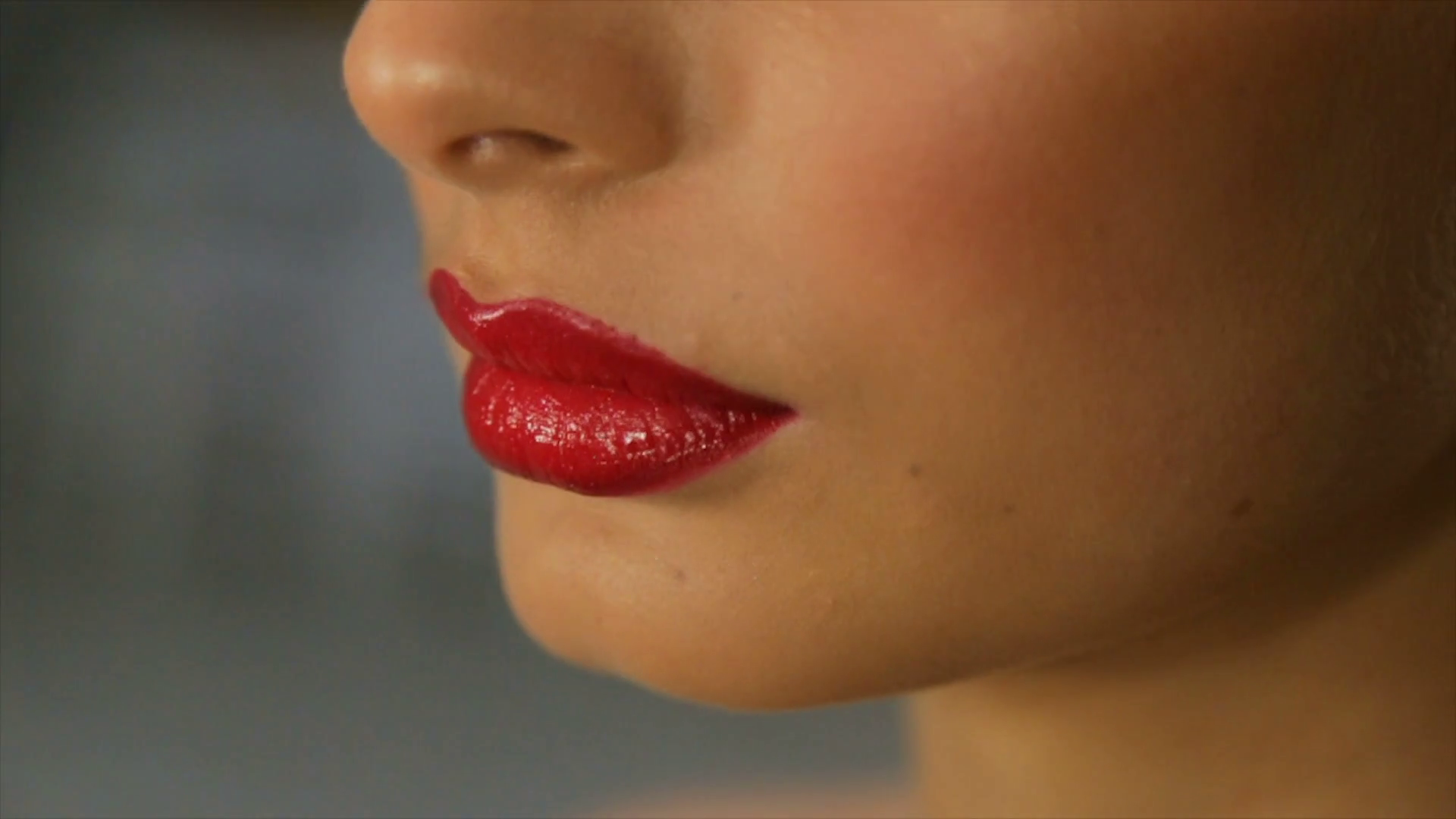 Women's lips painted with red lipstick. The girl says. Stock Video ...