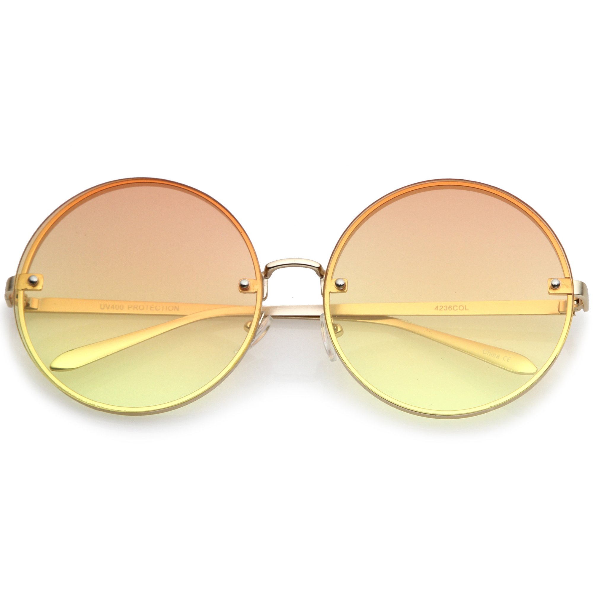 Women's Oversize Indie Gradient Flat Lens Round Sunglasses - zeroUV