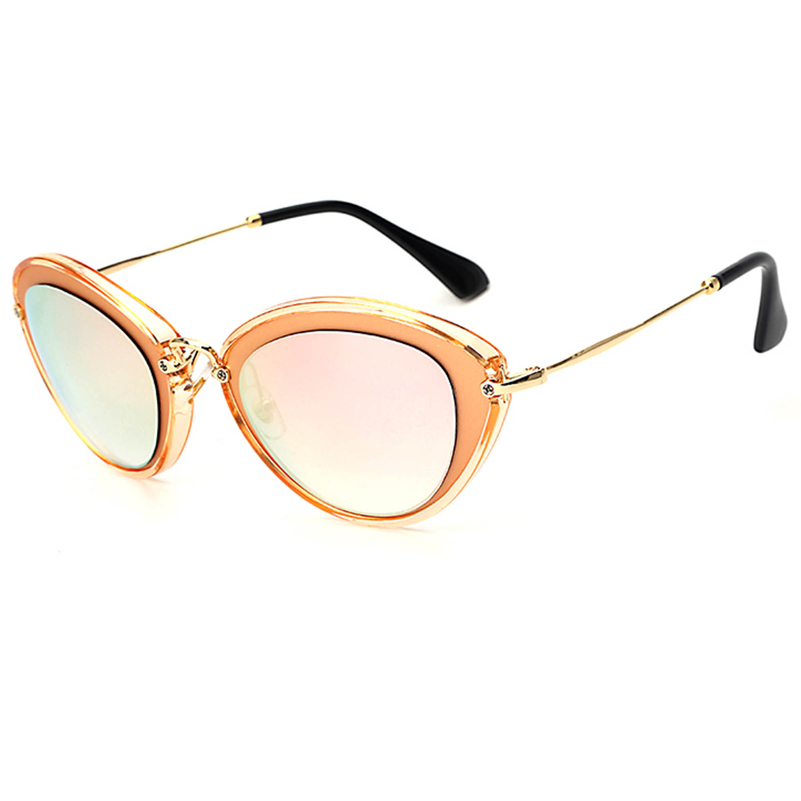 OWL ® 003 C5 Cat Eyewear Sunglasses Women's Men's Metal Orange Frame ...