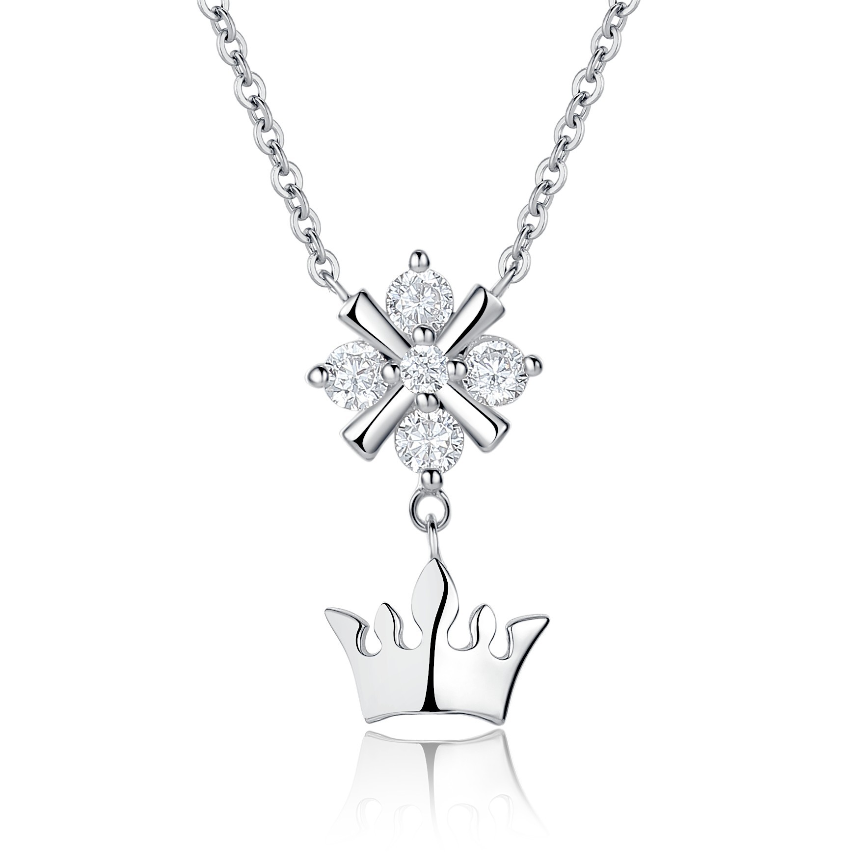 Women Sterling Silver Diamante Cross With Drop Dangling Crown ...