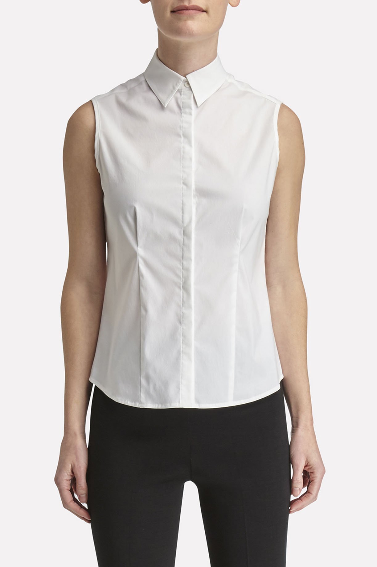 Women's Sleeveless Button-Up Blouse | Ming Wang Knits