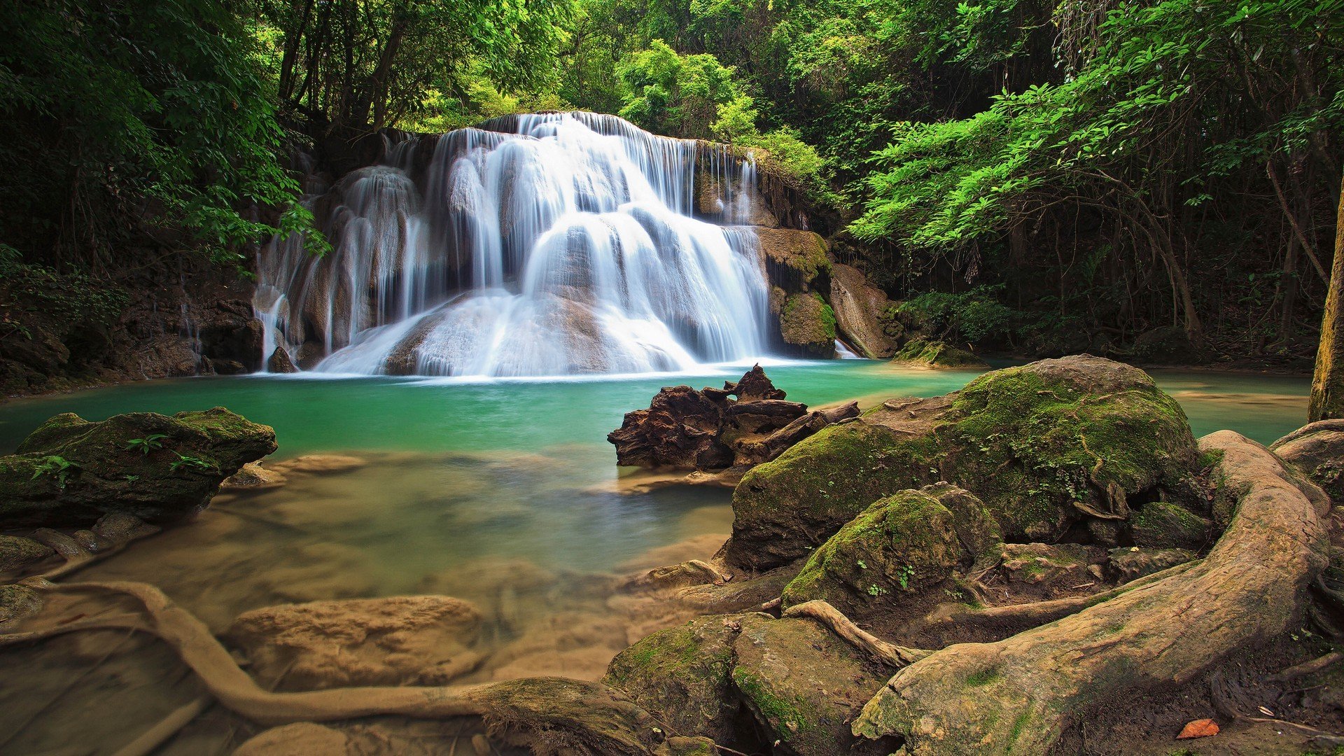 Wonderful Waterfall In The Tropical Forests Of Thailand HD ...