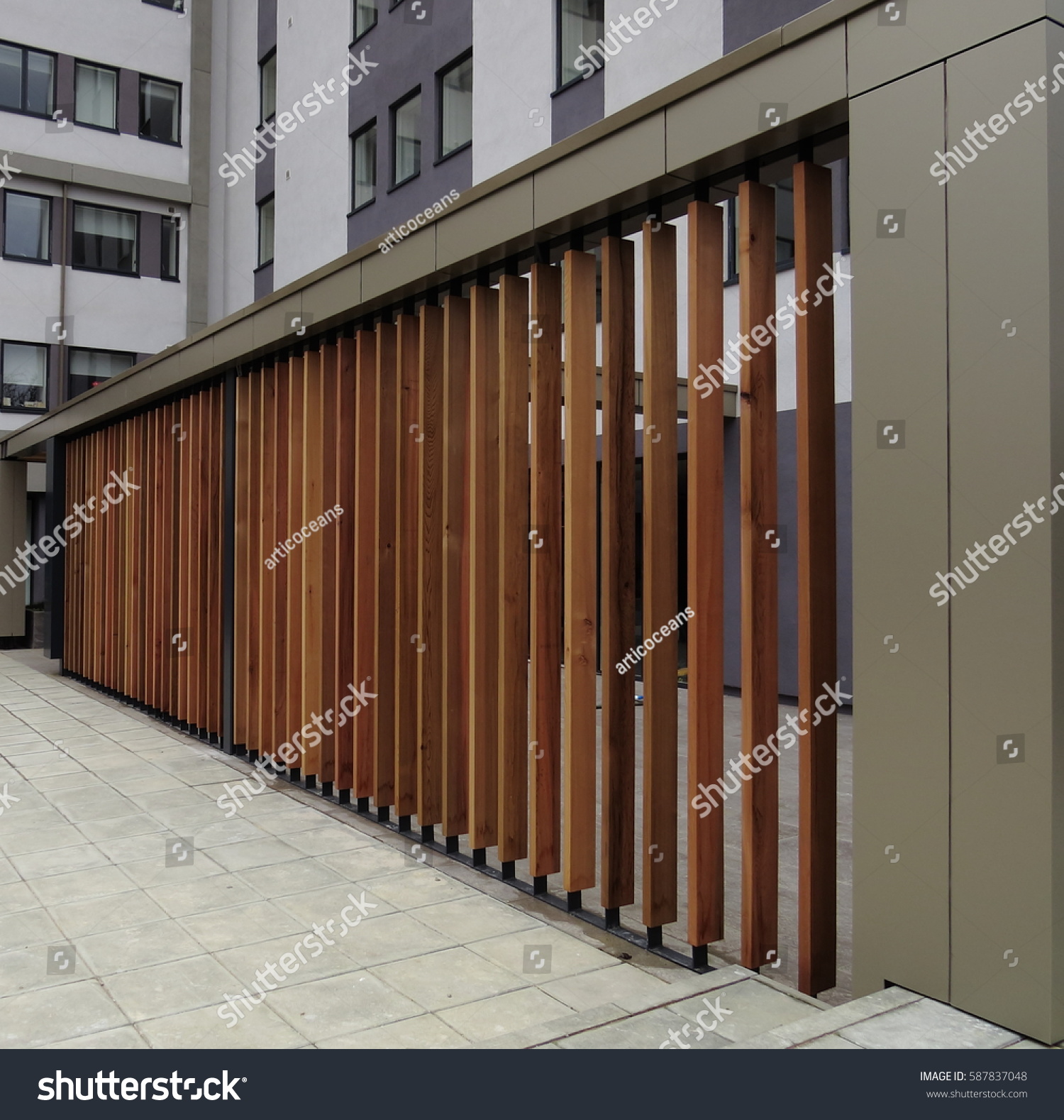 New Building Fence Barrier Obscure Exterior Stock Photo (Royalty ...