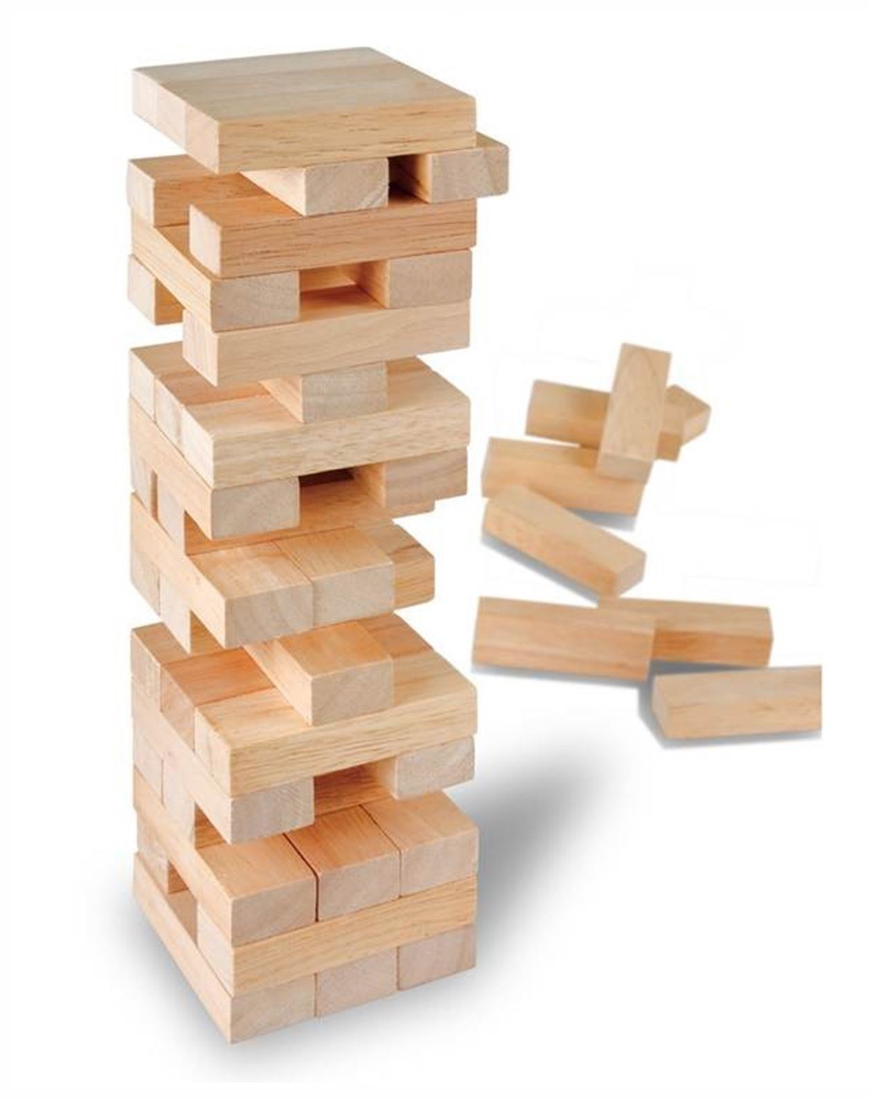 51 Piece Wooden Block Tower Game Stacking Tumbling Tower Game ...