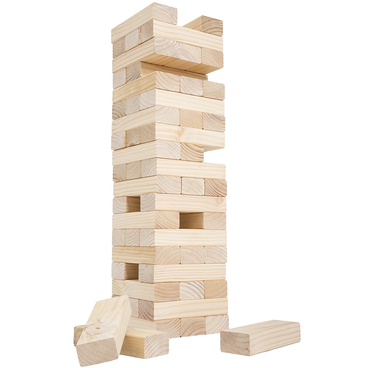 Amazon.com: Hey! Play! Classic Giant Wooden Blocks Tower Stacking ...