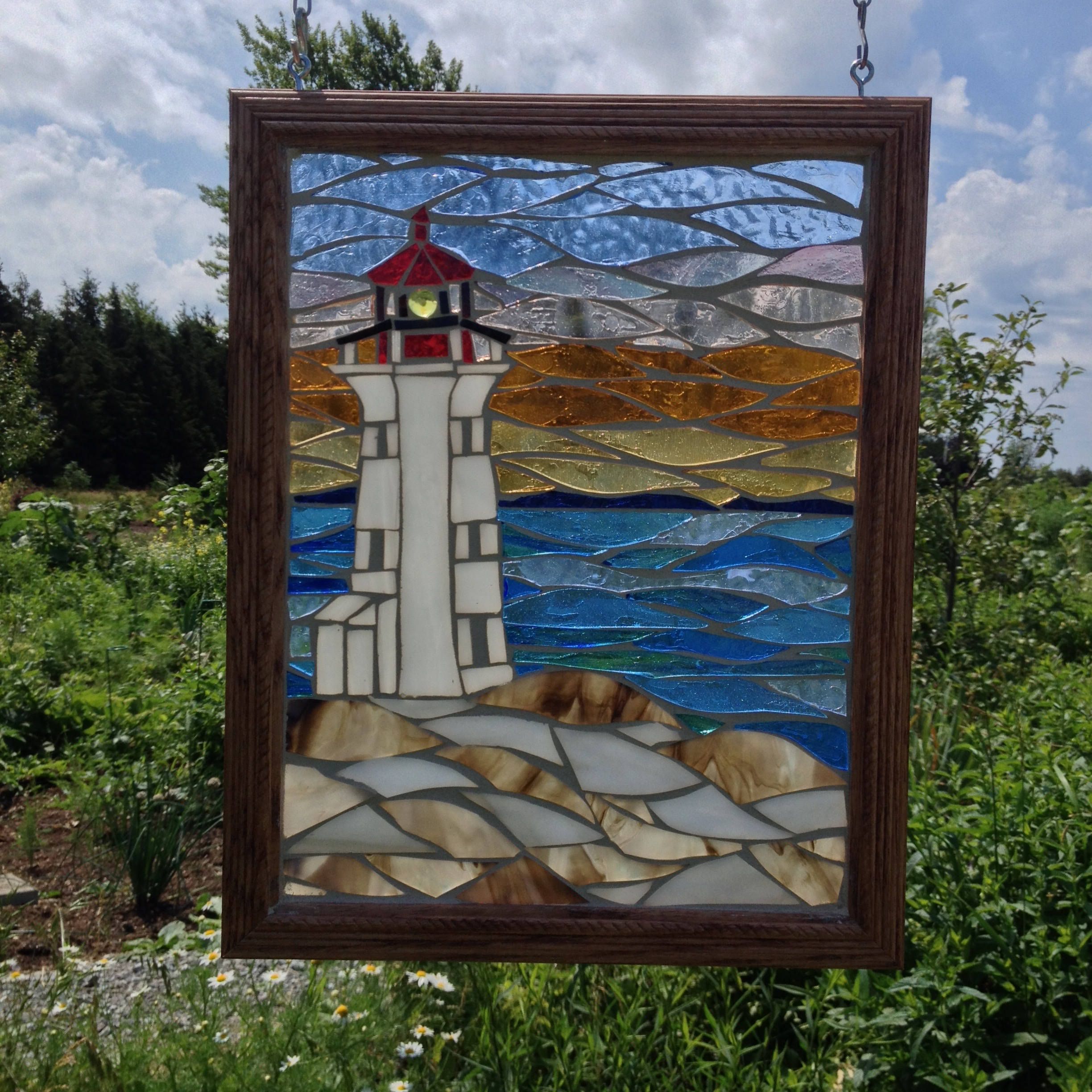 Stained Glass Lighthouse Mosaic Panel Peggy's Cove Lighthouse ...