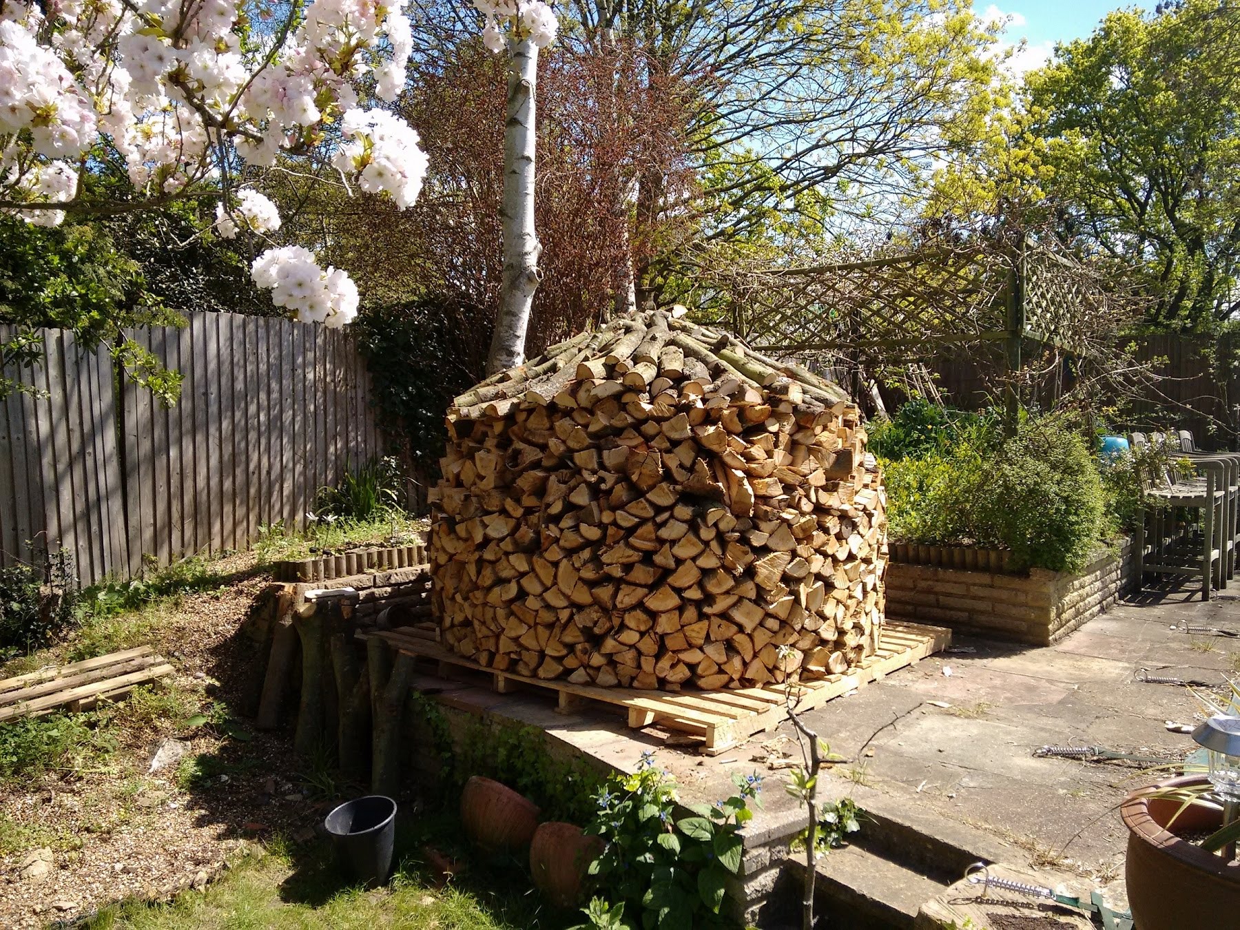 Our first Norwegian Beehive Wood Pile - YouTube