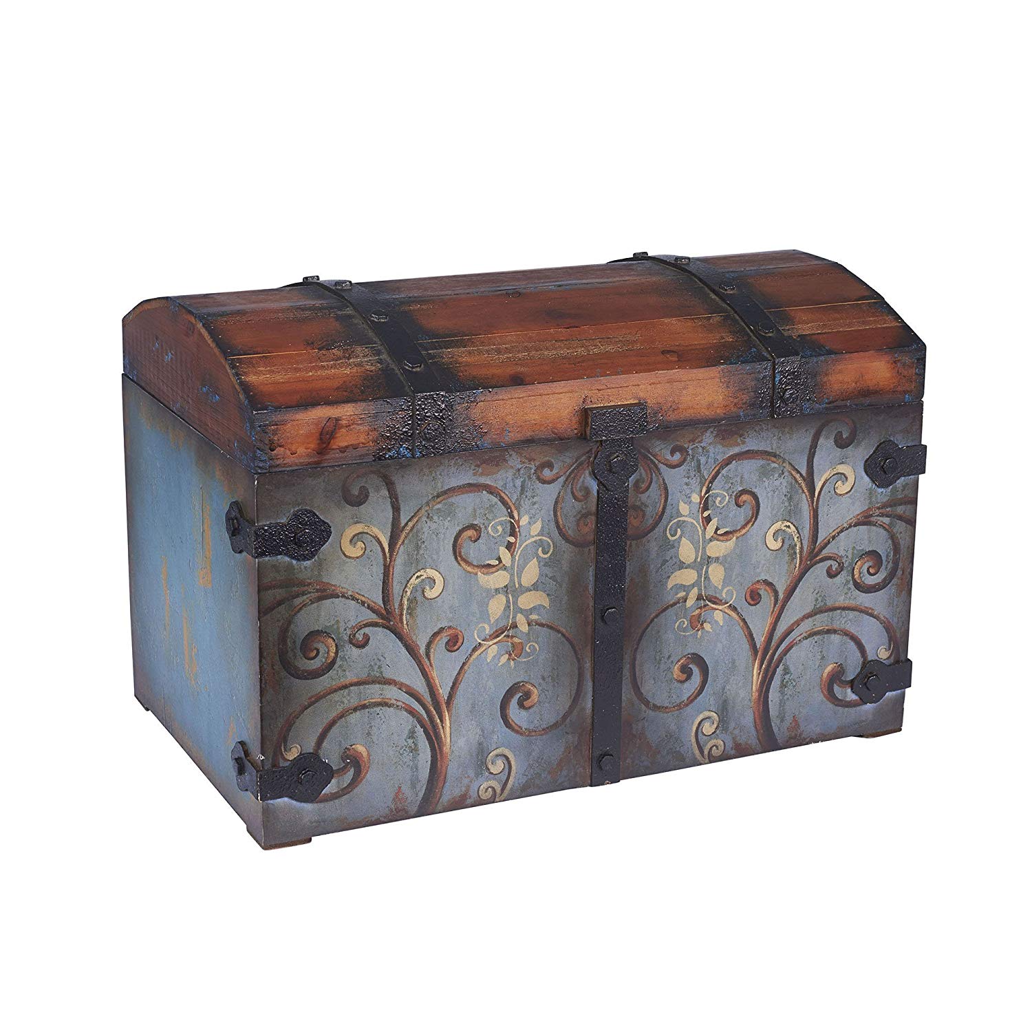 Amazon.com: Household Essentials 9502-1 Vintage Wood Storage Trunk ...