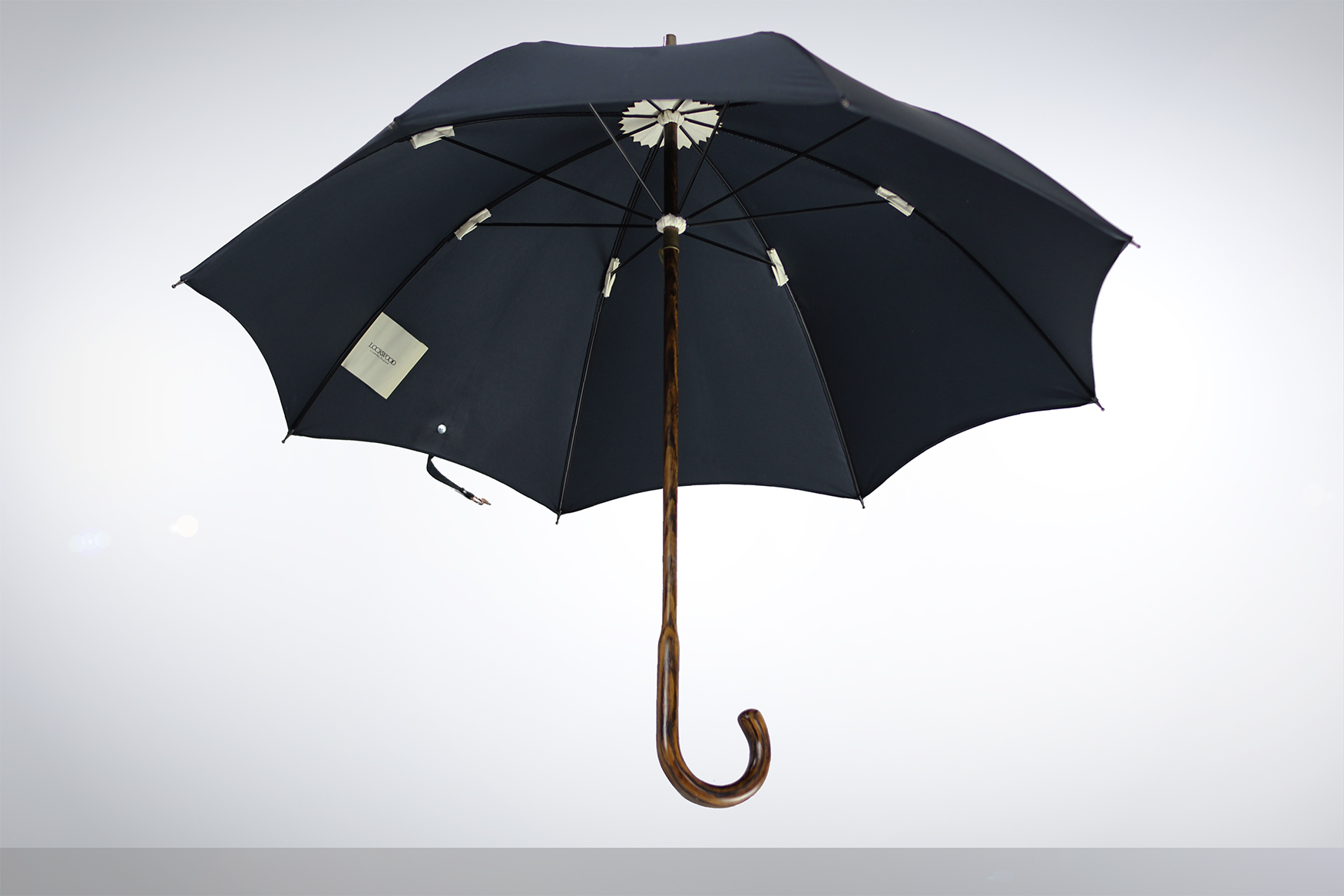 Oak wood umbrella with Black cotton canopy - Lockwood