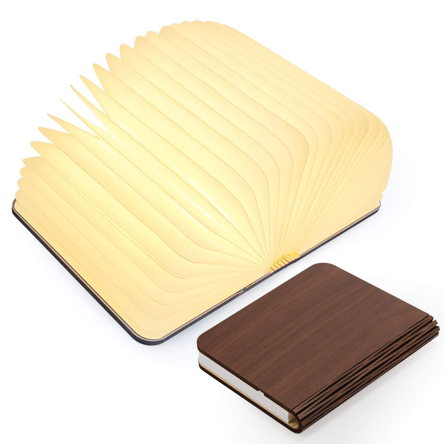 Wooden Folding Book Light, Magicfly USB Rechargable Book Shaped ...