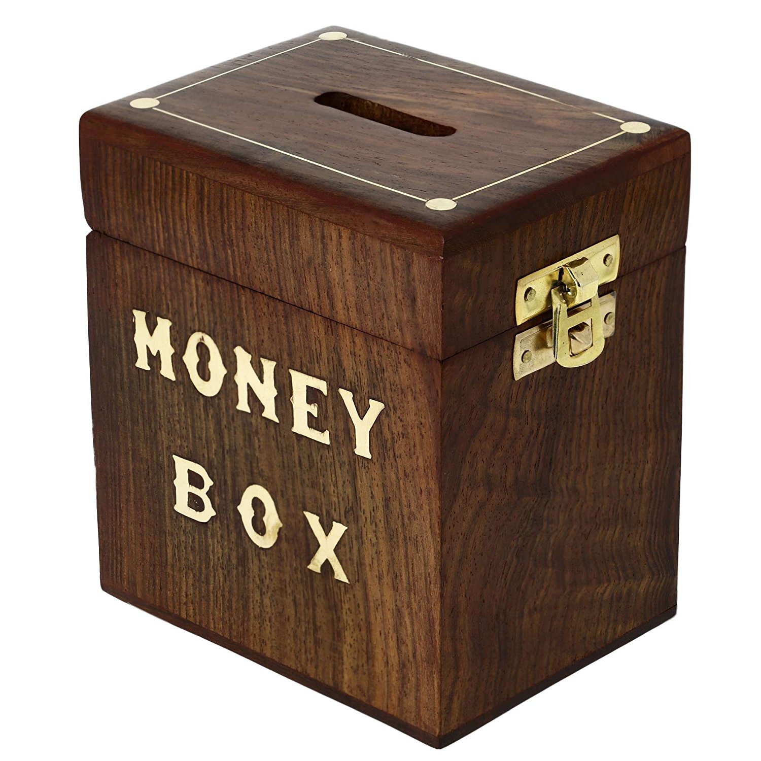 Amazon.com: Handcrafted Wooden Money Box Safe Piggy Bank For Girls ...