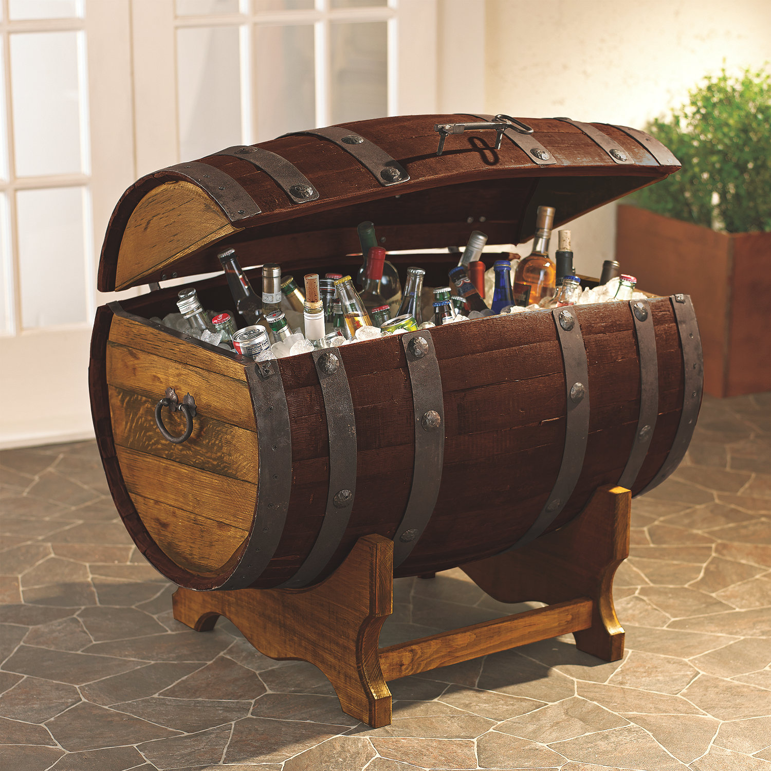 Reclaimed Tequila Barrel Ice Chest and Stand (Large) - Wine Enthusiast