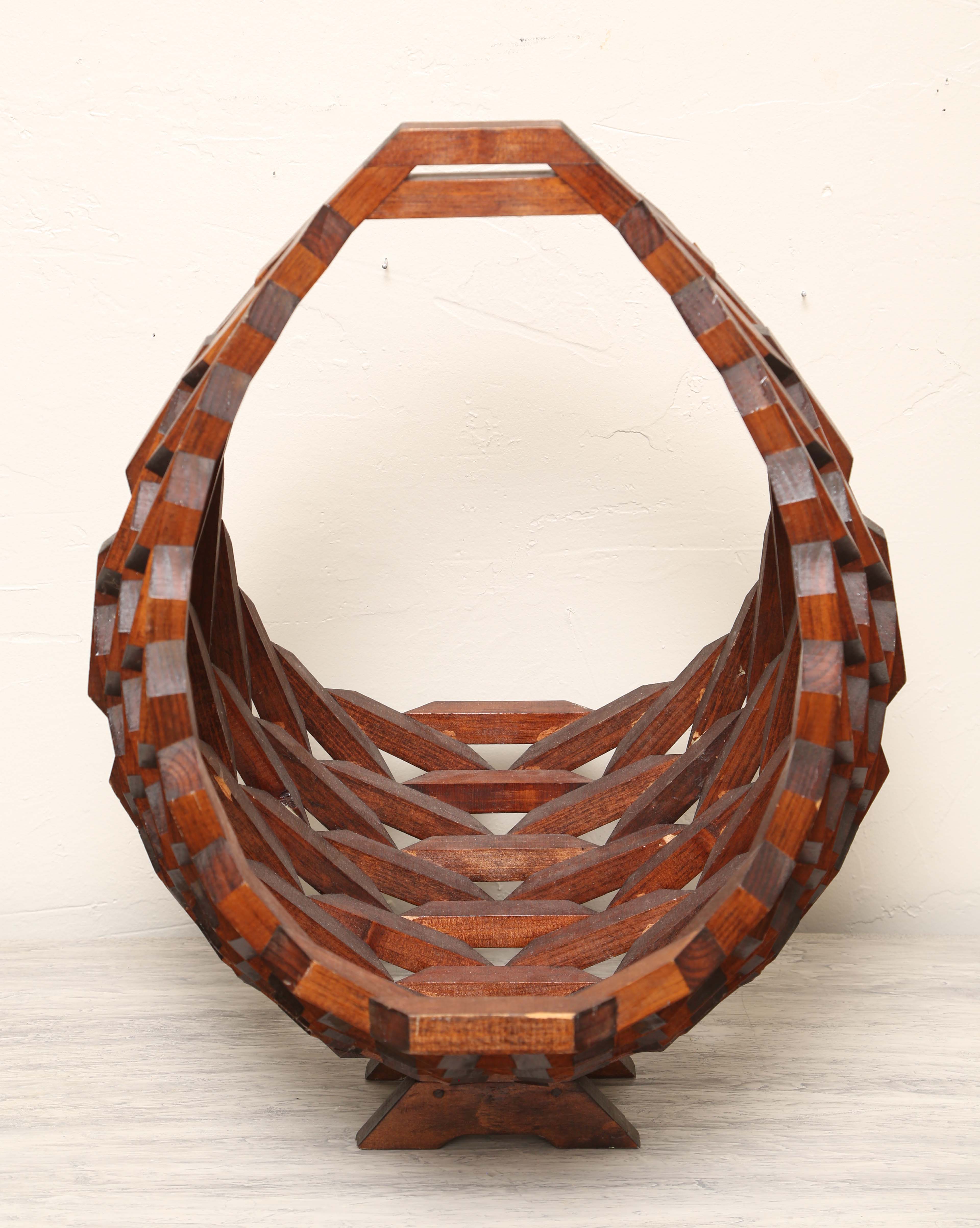 Arts and Crafts Style Mid-Century Wood Magazine Basket at 1stdibs