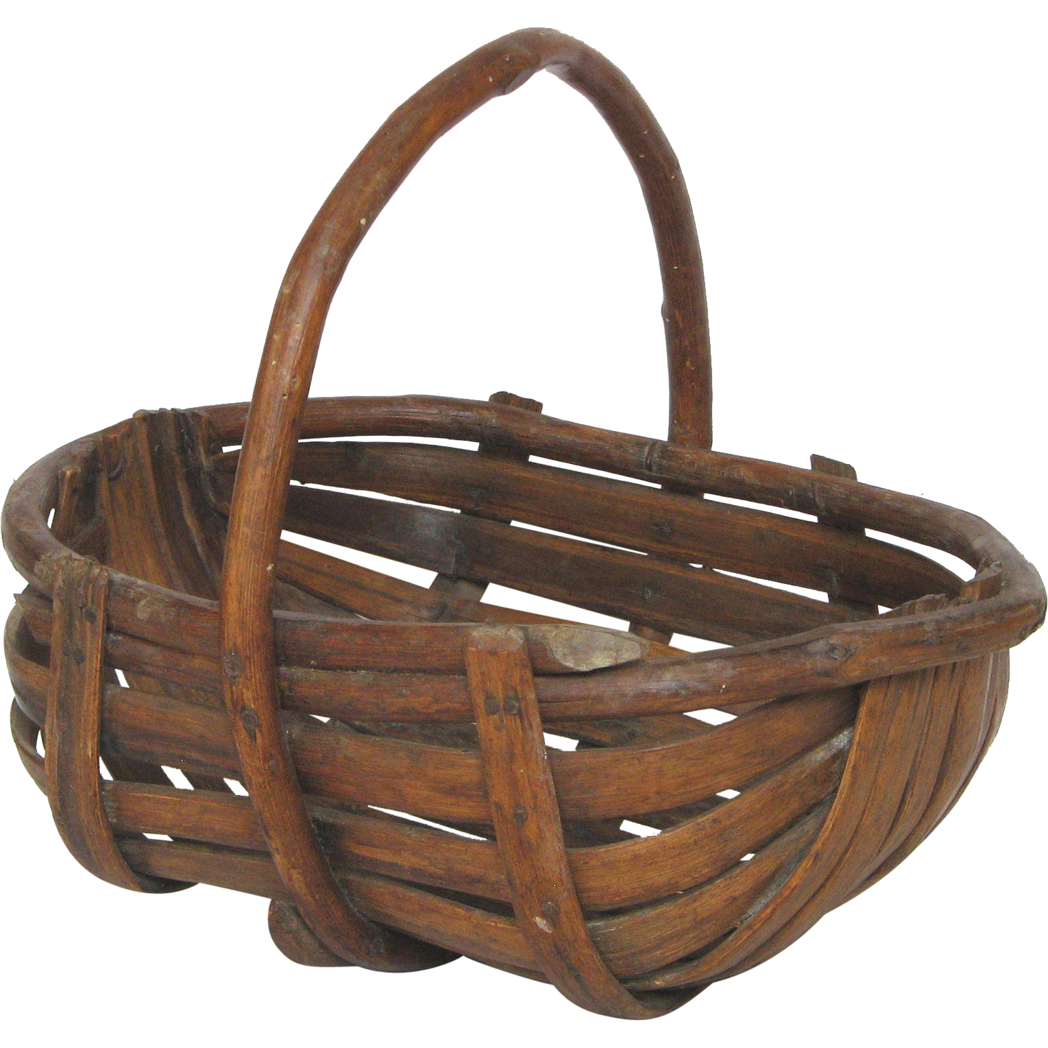 Vintage French Wooden Slatted Gathering Basket - Garden Panier ...
