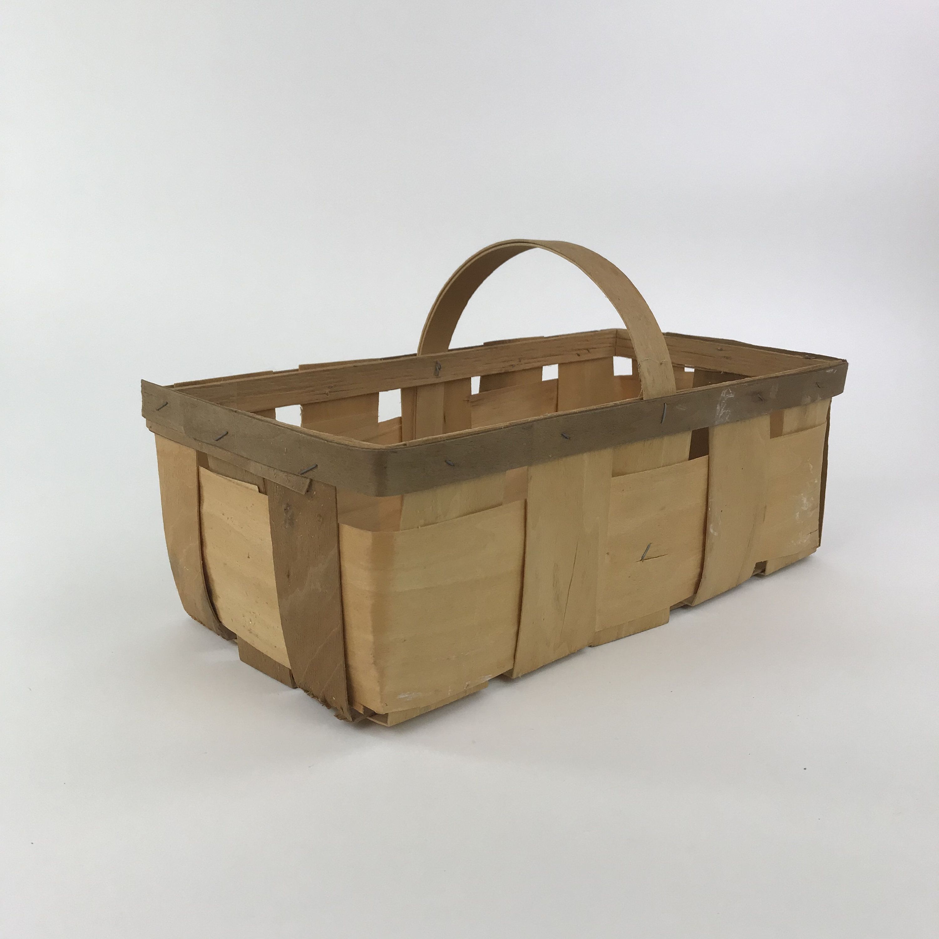 Rectangular Split Wood Basket, Vintage Wooden Basket, Banded, Fruit ...