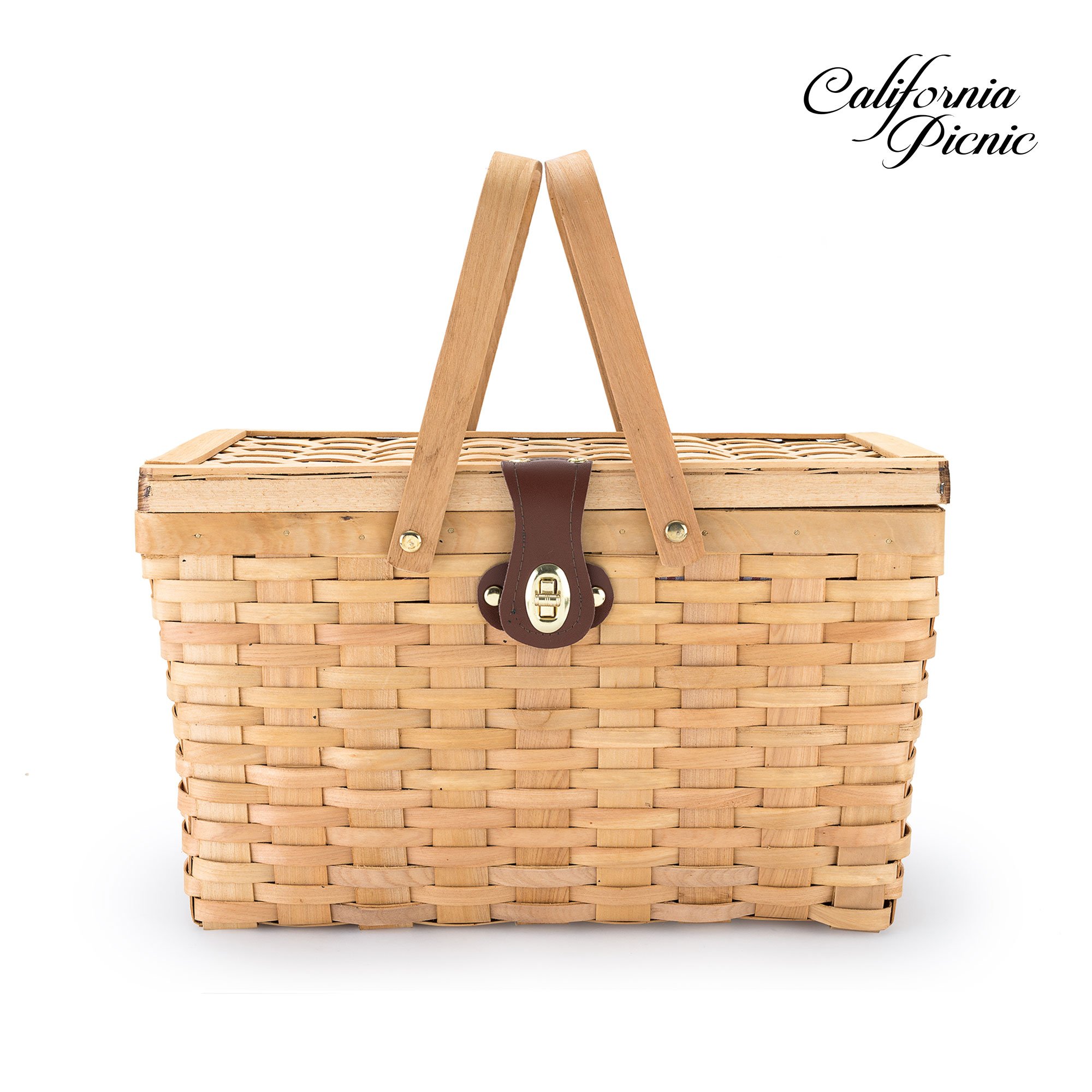 Picnic Basket | Wood Chip Design | Red and White Gingham Pattern ...