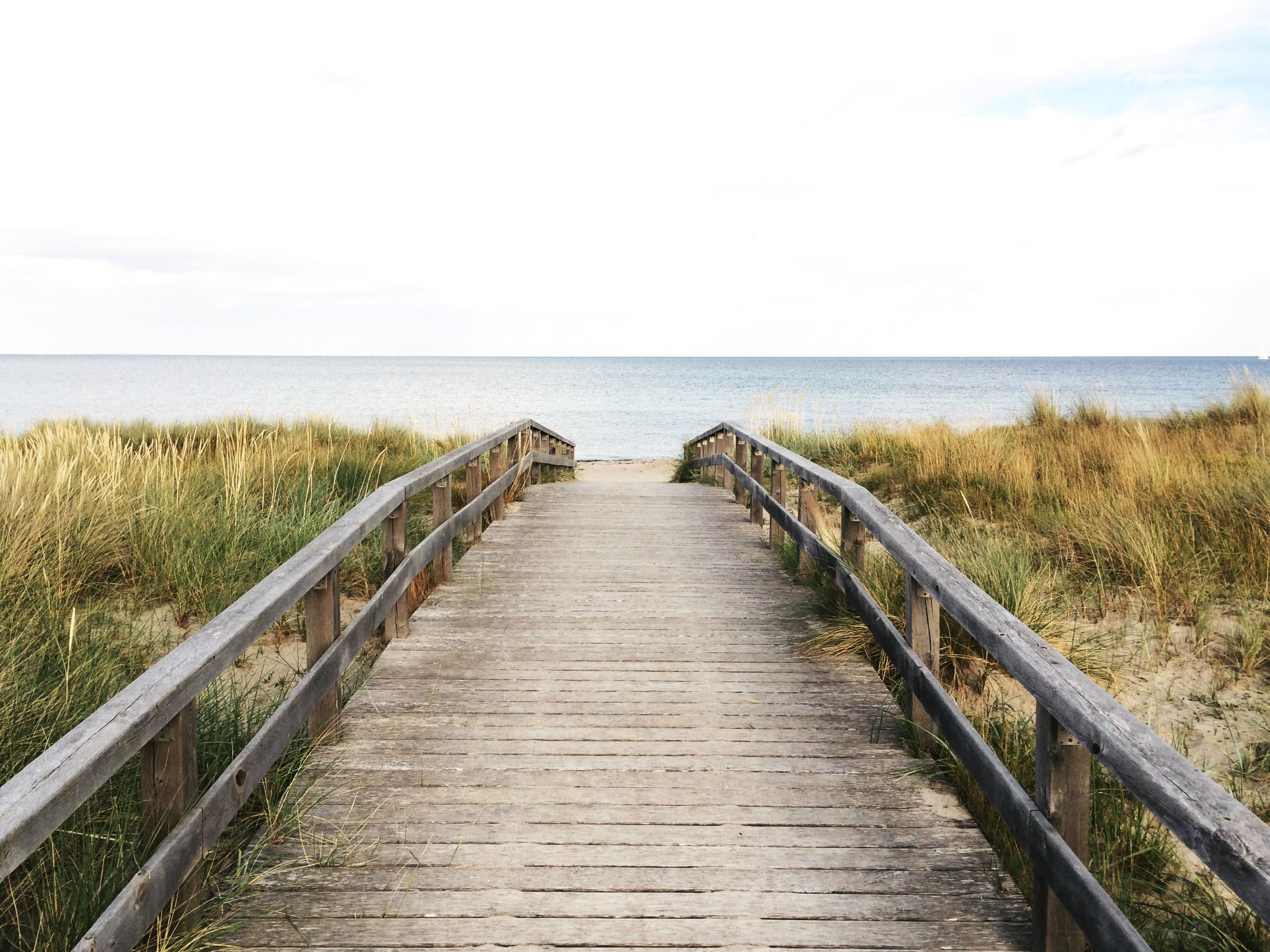 Free picture: wooden bridge, sea, seashore, sky, water