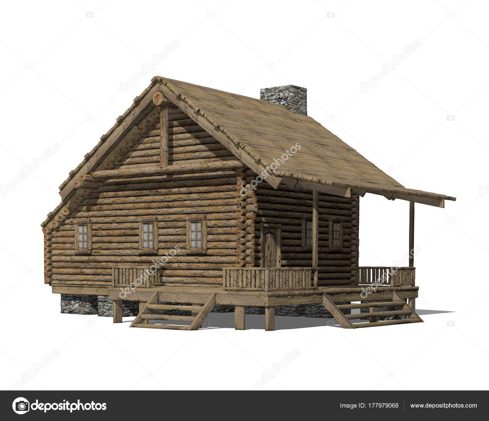 Cozy Wooden Cabin Isolated on White — Stock Photo © ratpack2 #177979068