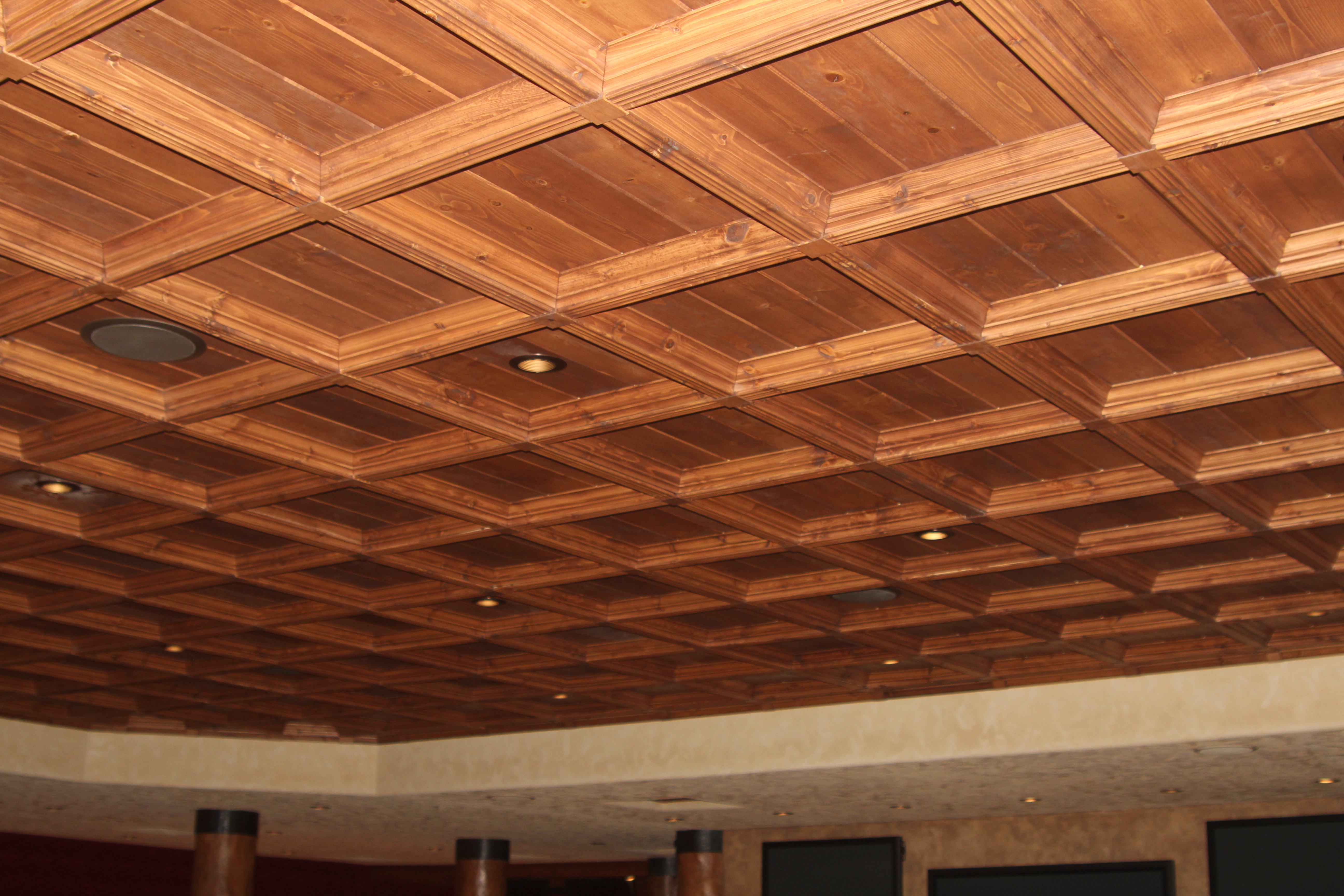 Classic Coffers Suspended Wood Ceiling - Historic Timber and Plank
