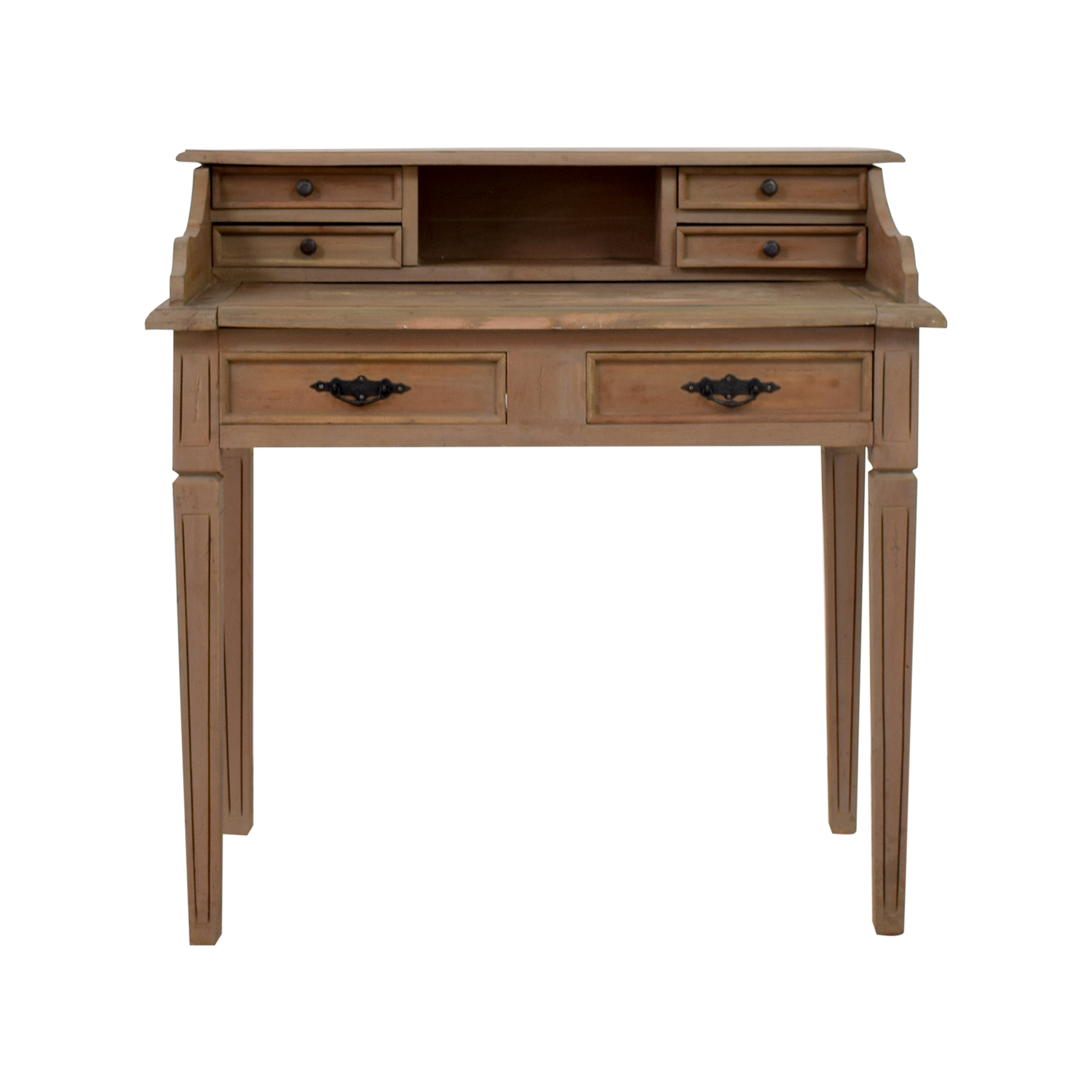 67% OFF - Wooden Desk with Small Hutch / Tables