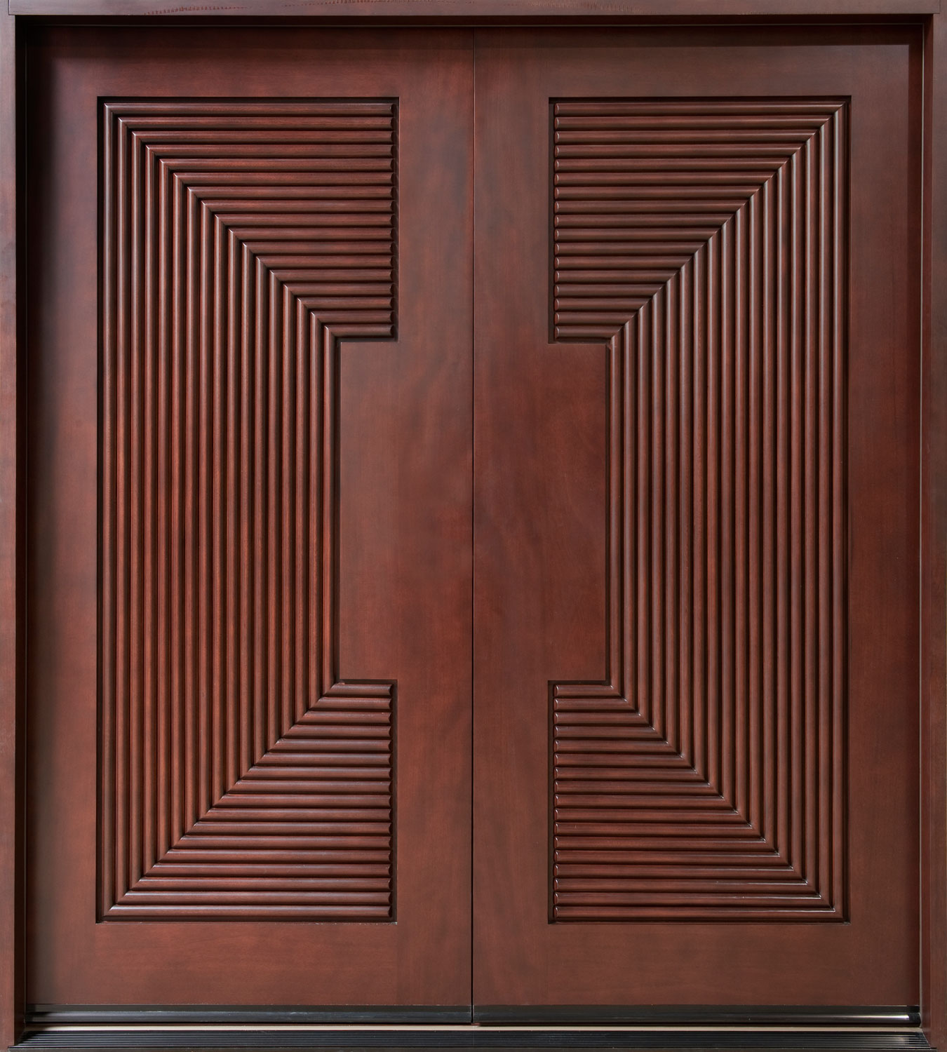 Modern Front Door Custom - Double - Solid Wood with Dark Mahogany ...