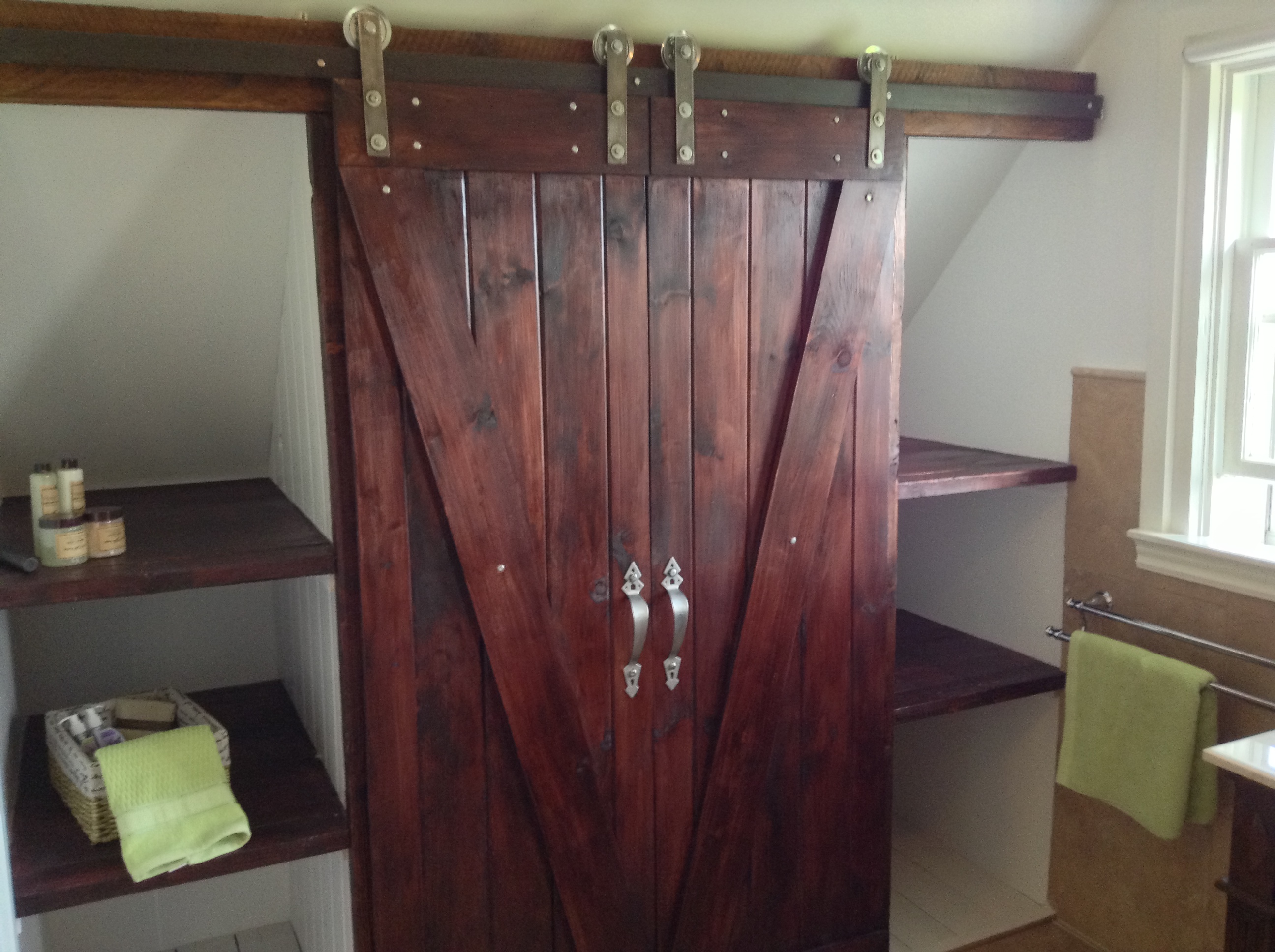 Teak Wood Bar Door With Chrome Metal Handle In Cherry Finished ...