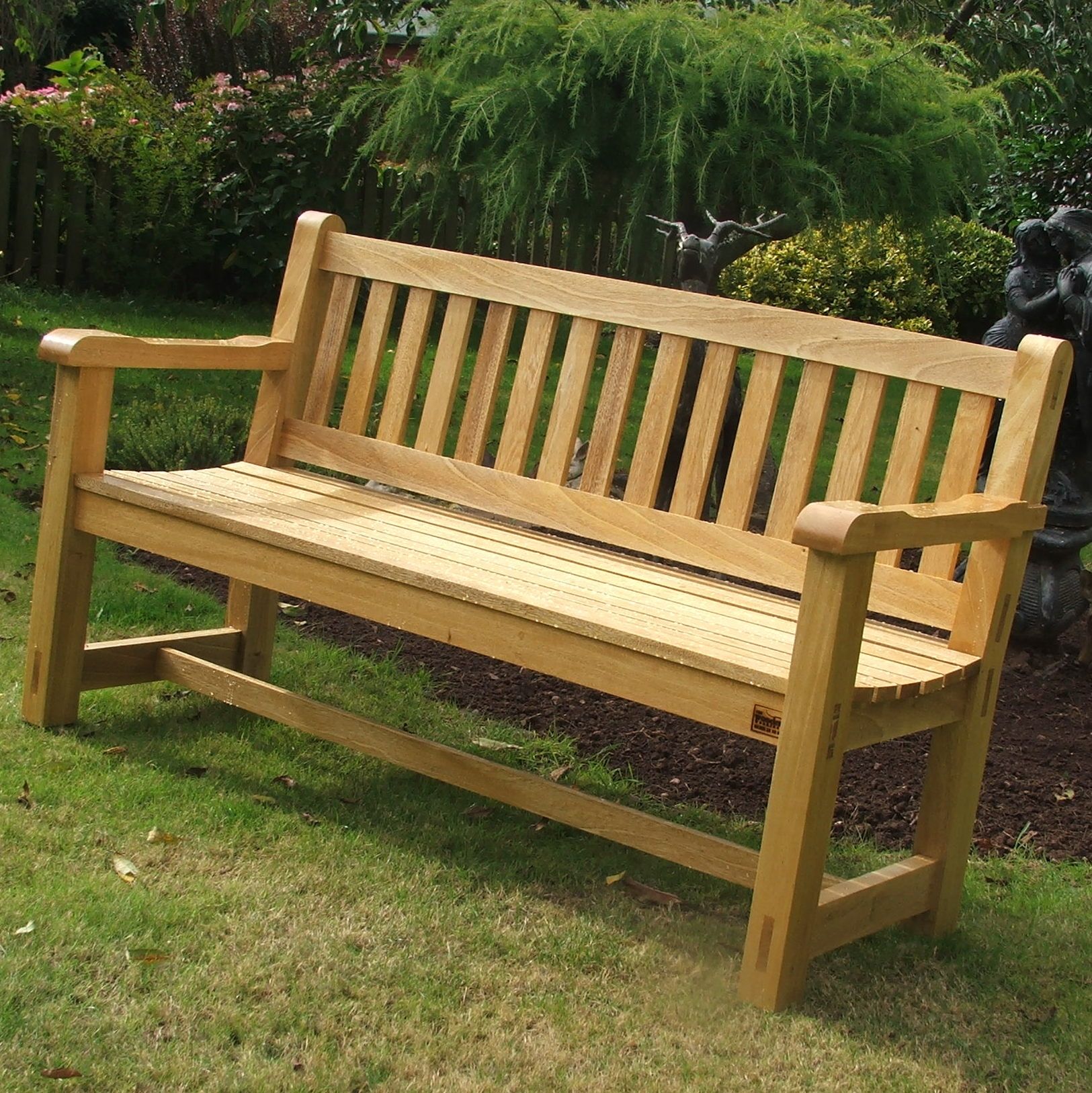 Wooden garden bench photo