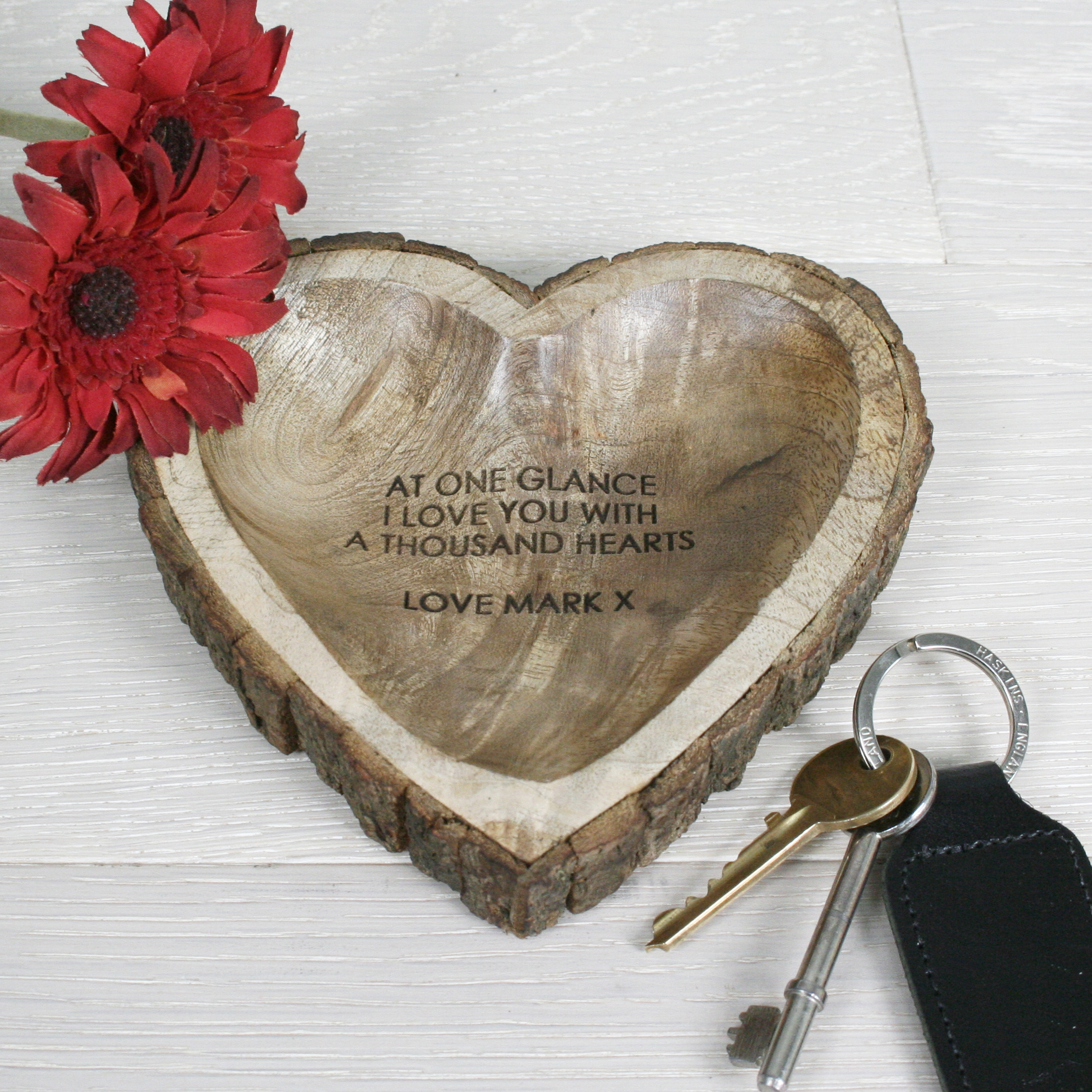 Rustic Carved Wooden Heart Dish | Treat Republic