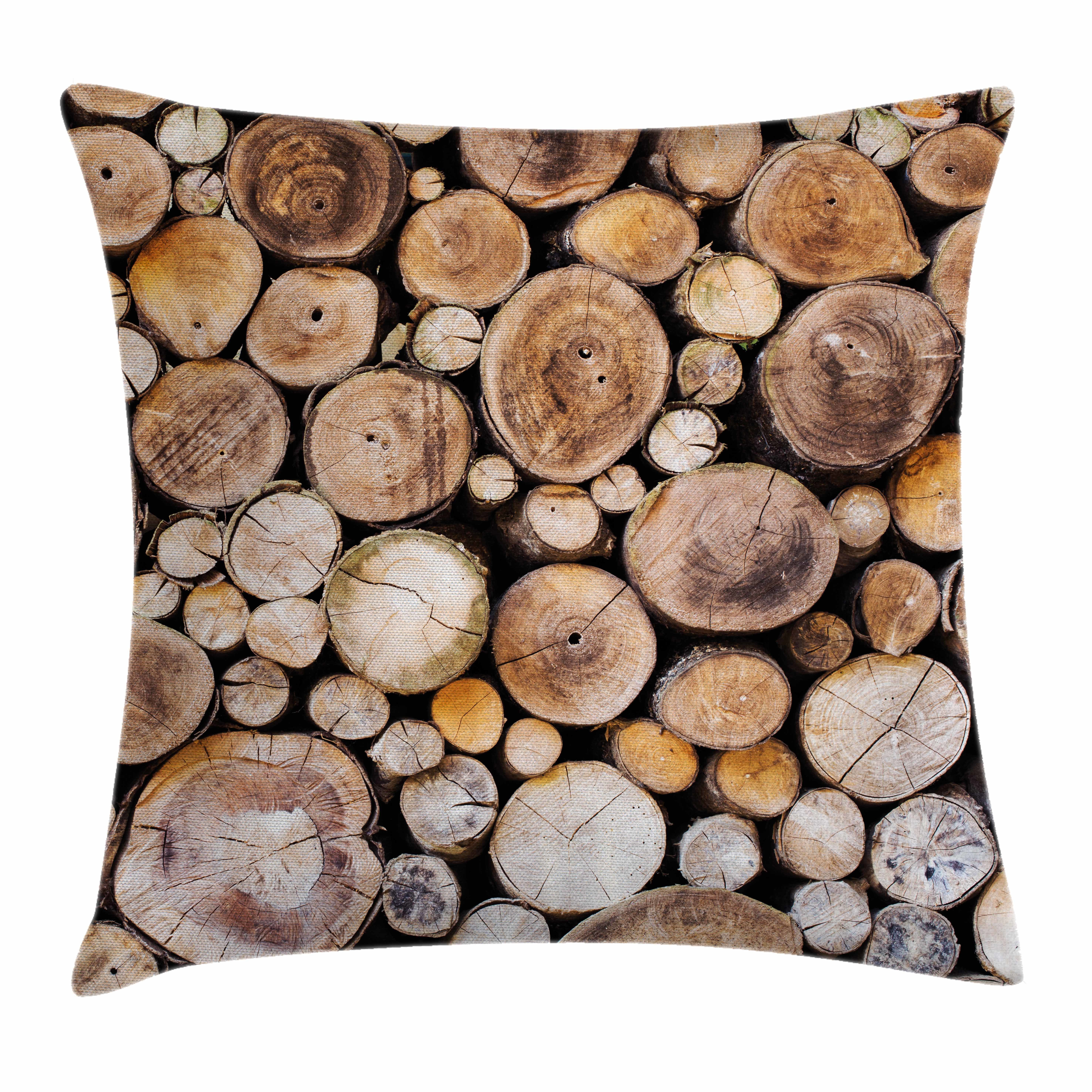 East Urban Home Wooden Logs Oak Tree Square Pillow Cover & Reviews ...
