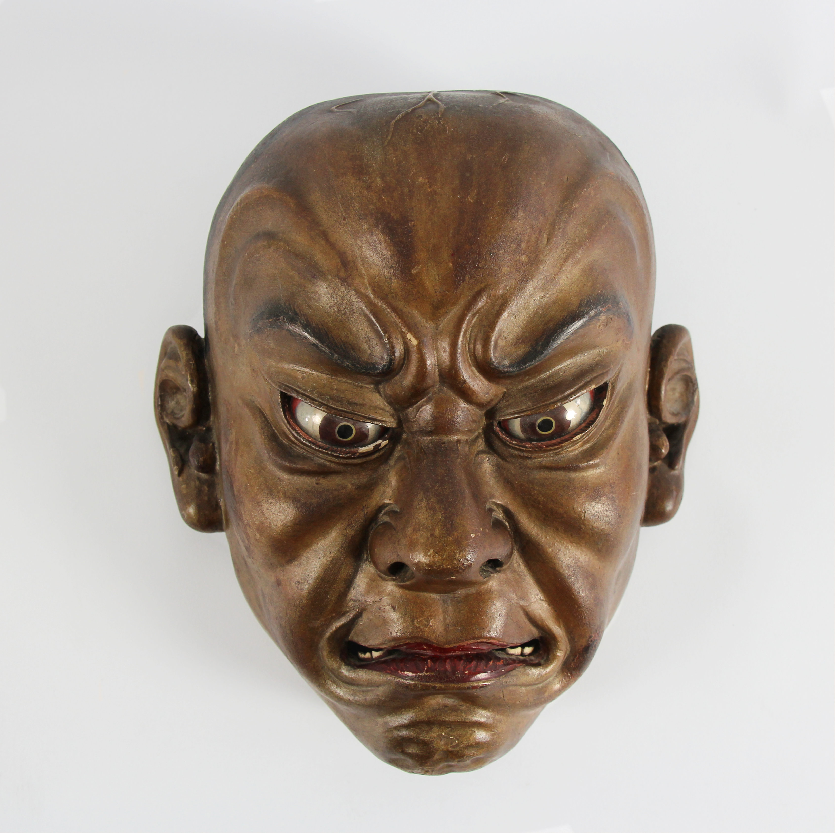Antique Original oriental, Japanese wooden mask sculpture man, Japan ...