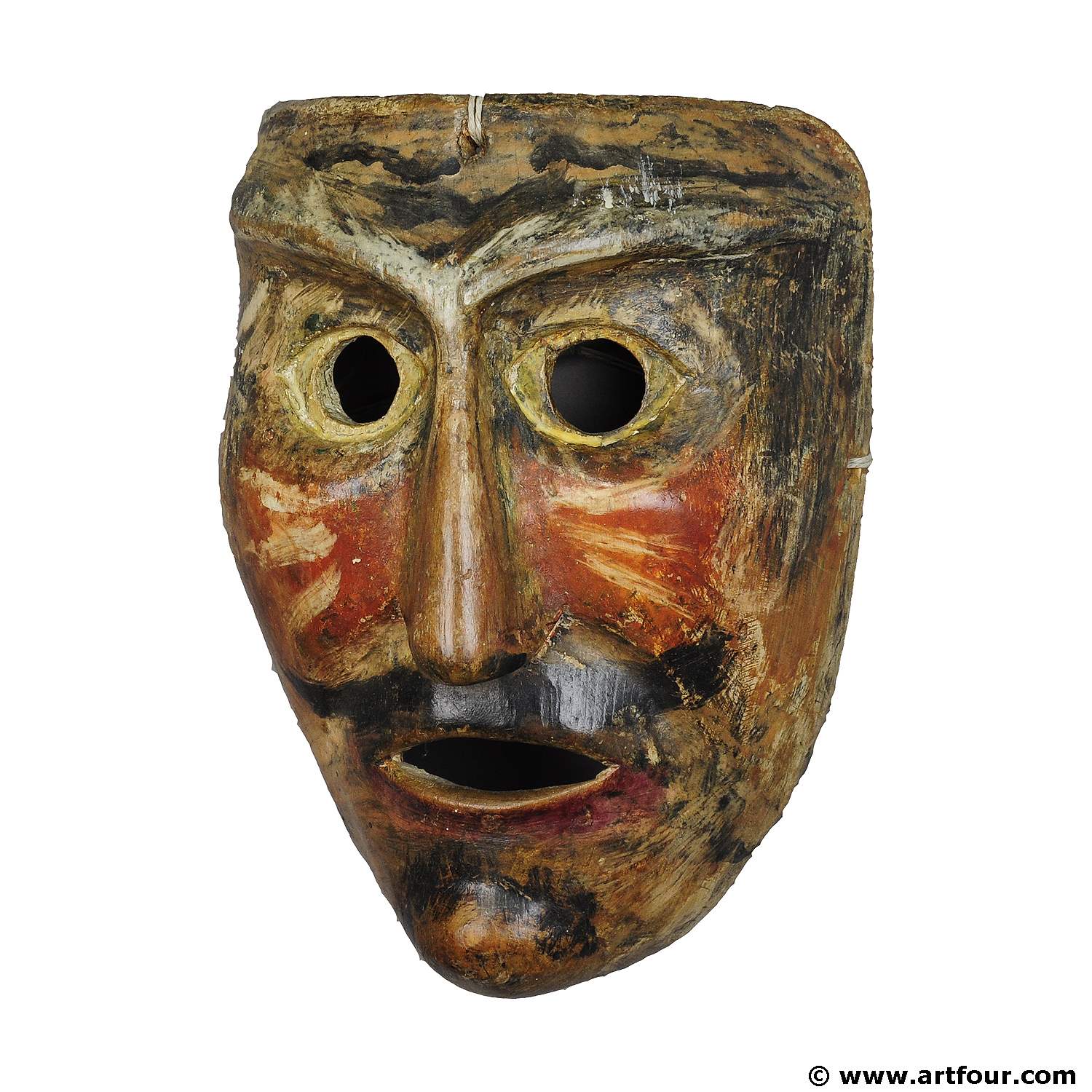 antique wooden carved tyrolian carnival mask | artfour.com
