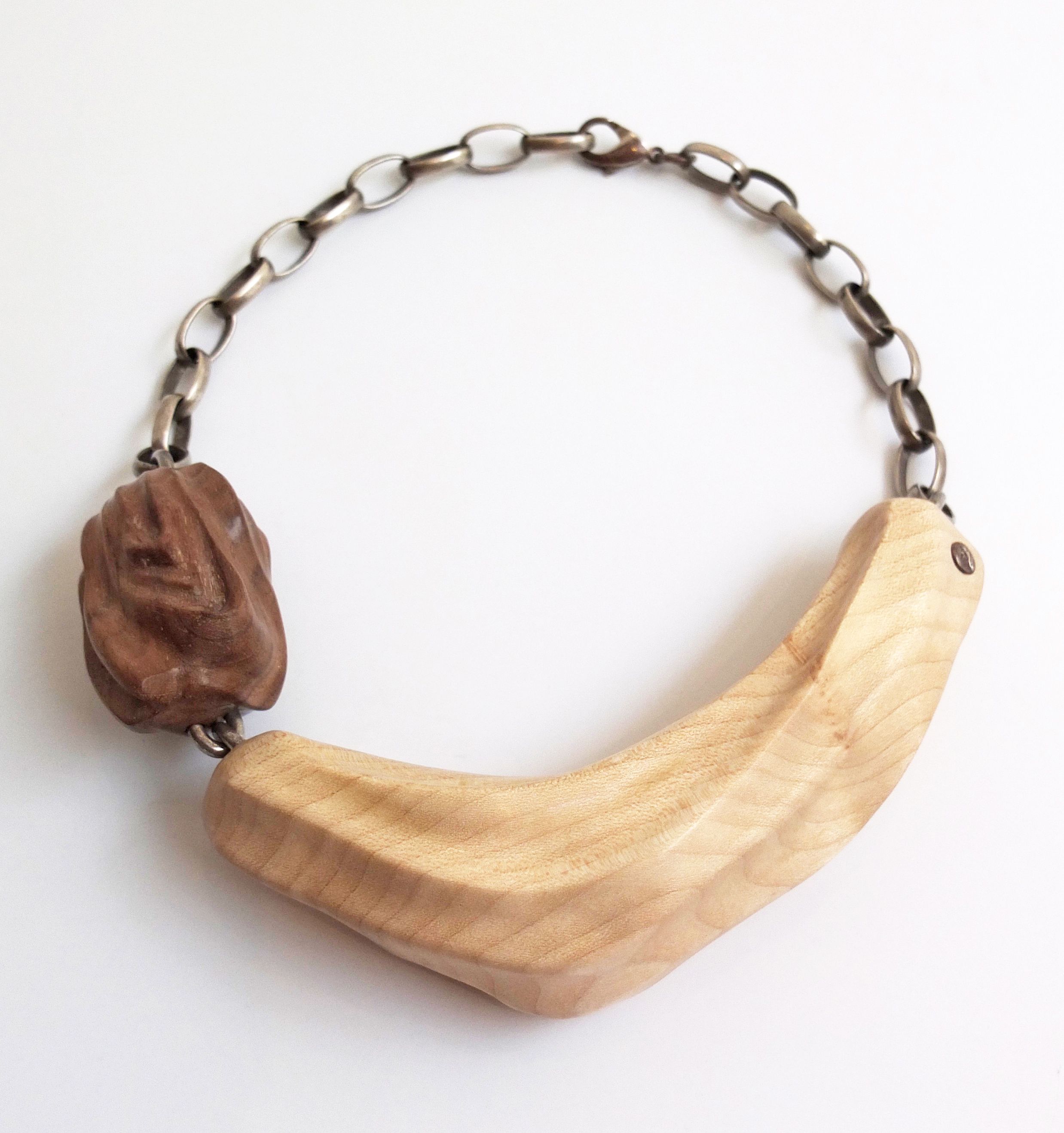 Florian Ladstaetter, Carved Wood Necklace, Walnut, Maple, sterling ...