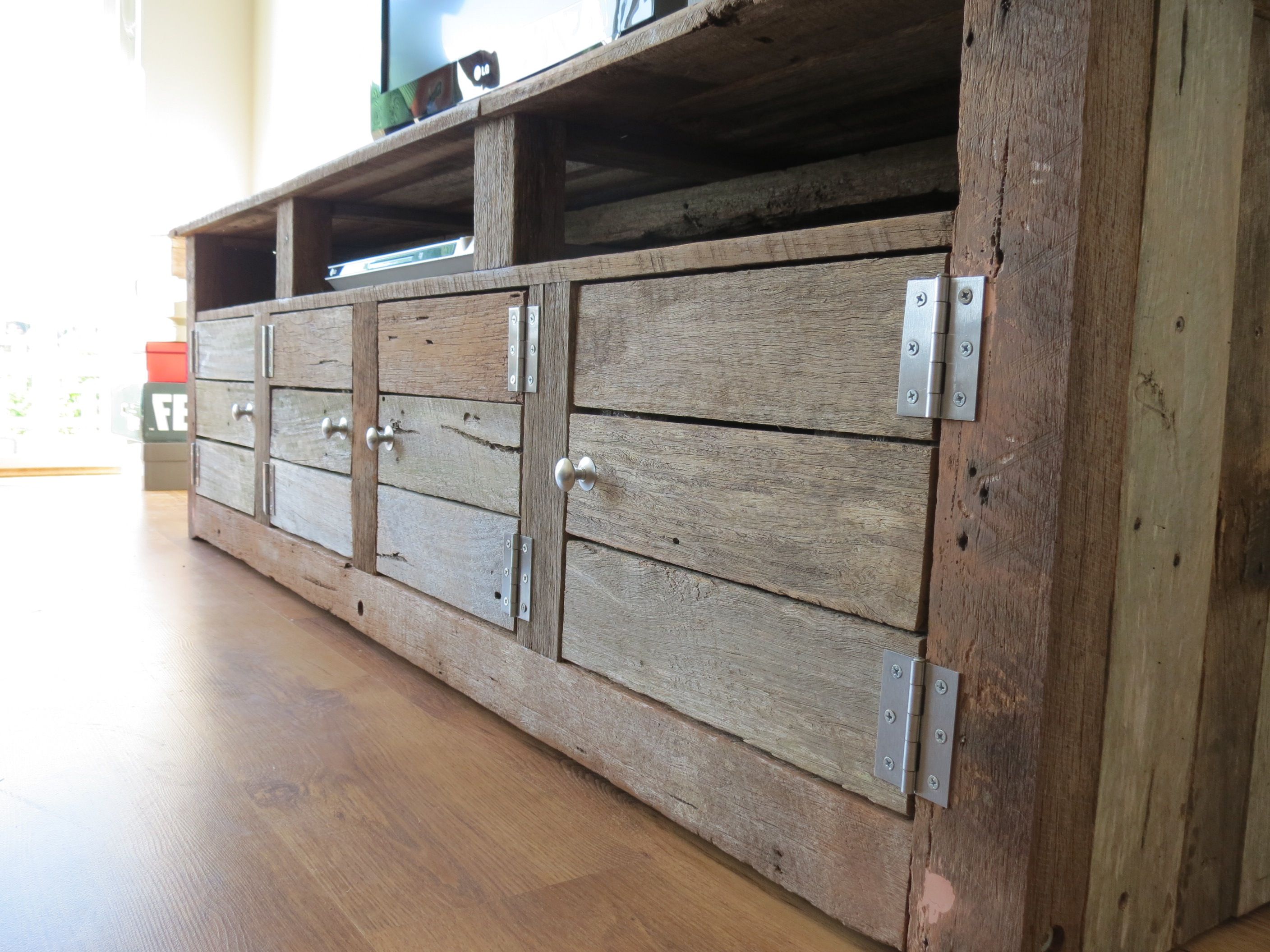 Low line TV unit made from recycled timber | Pailing Ideas ...