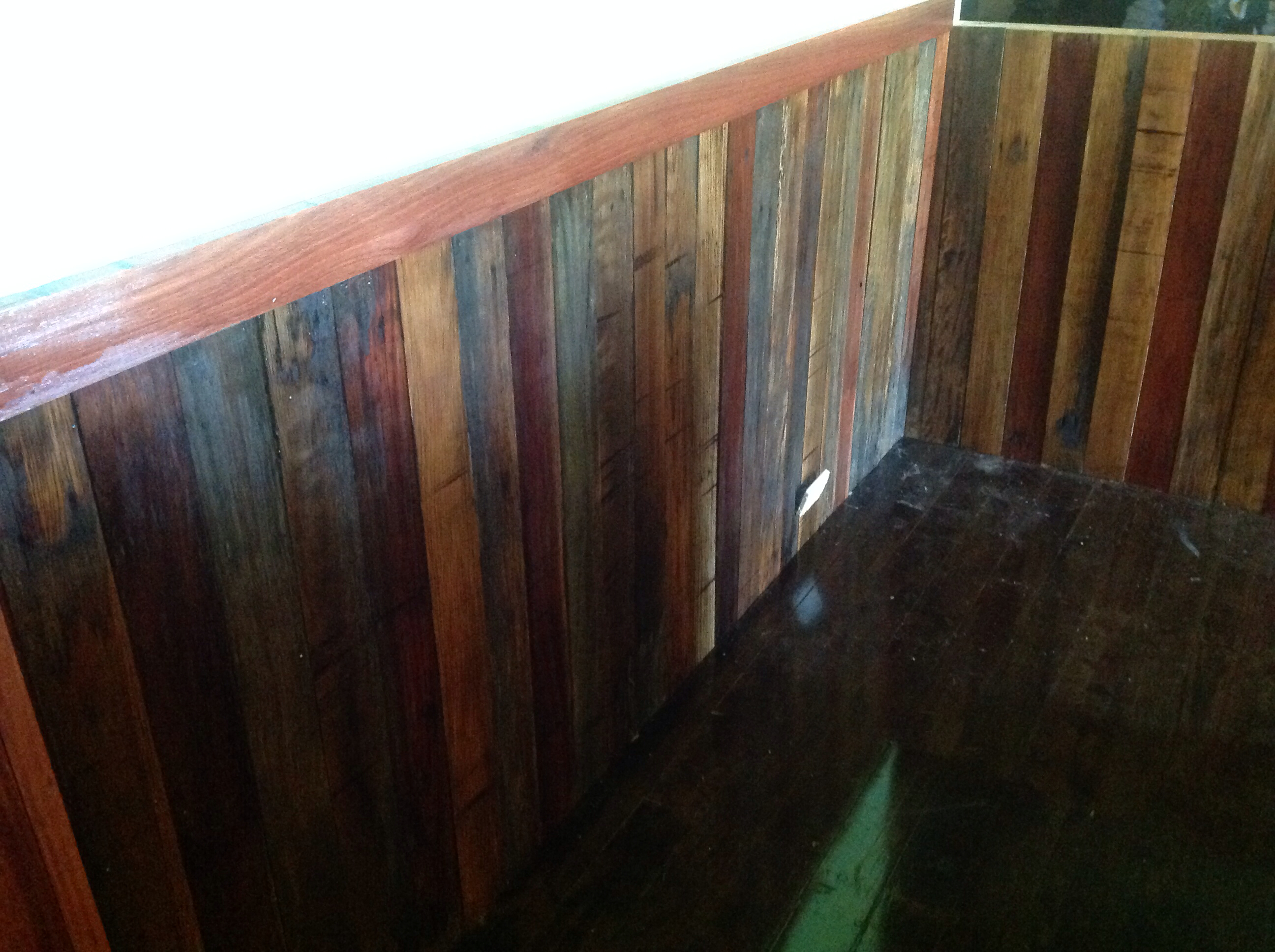 Dining room wall and dado... Recycled fence palings | Cow dining ...