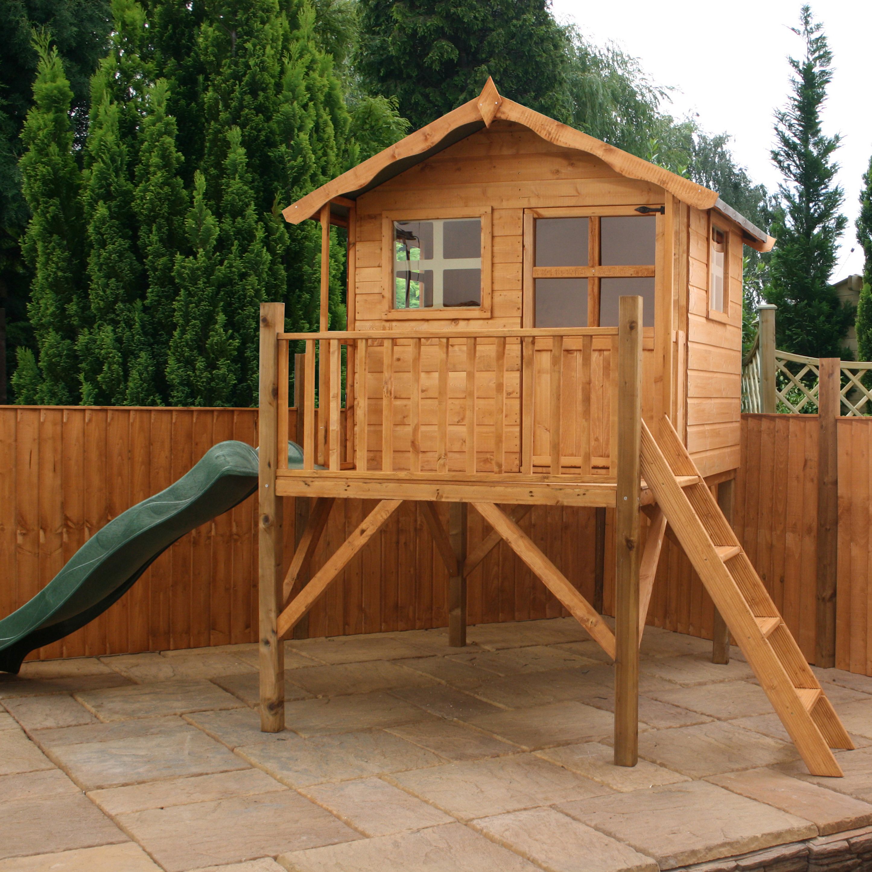 7X5 Poppy Wooden Tower Slide Playhouse | Departments | DIY at B&Q