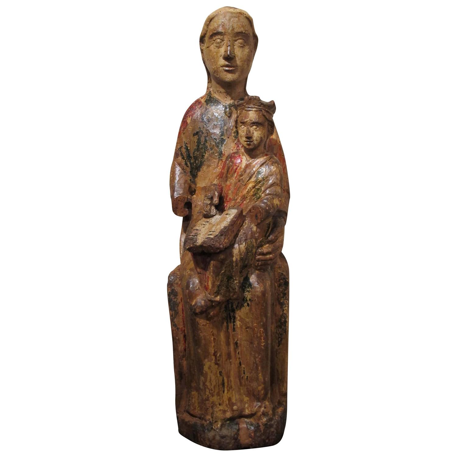 Wood Sculpture, the Virgin and Child in Majesty, 12th-13th Century ...