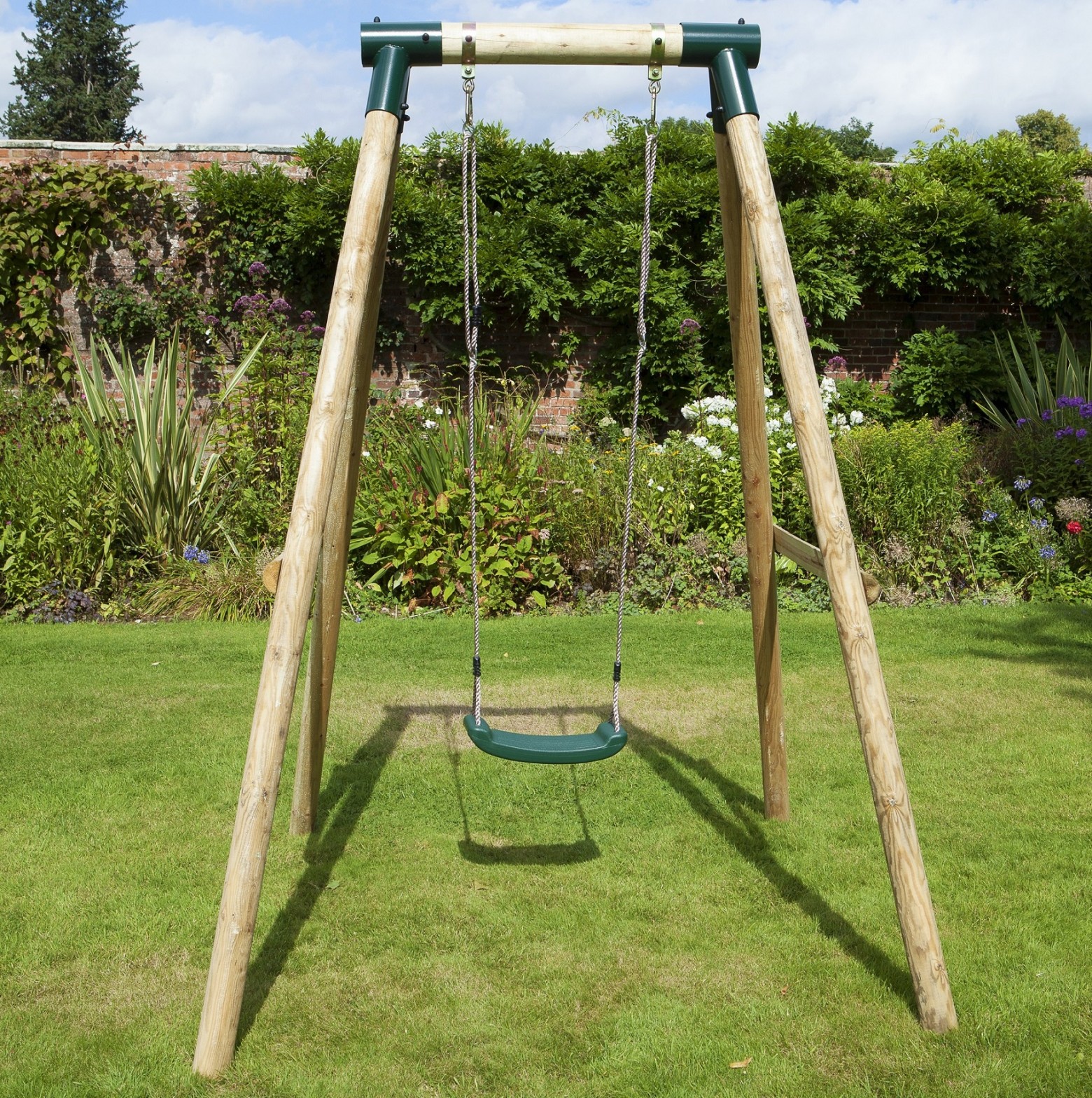 Rebo Solar Wooden Garden Swing Set | Outdoor Toys
