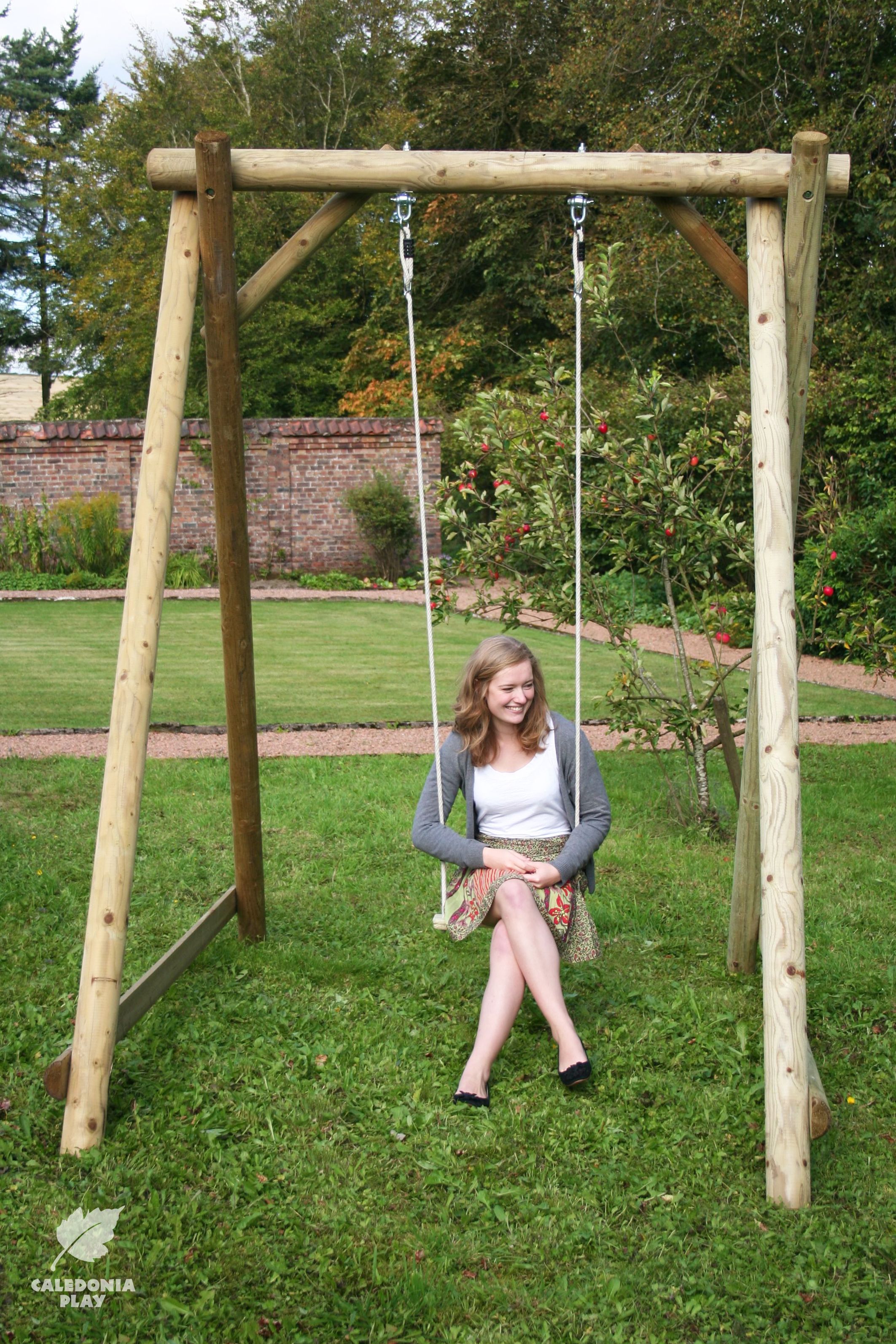 Robust wooden swing frame for the garden - swing seats can be chosen ...