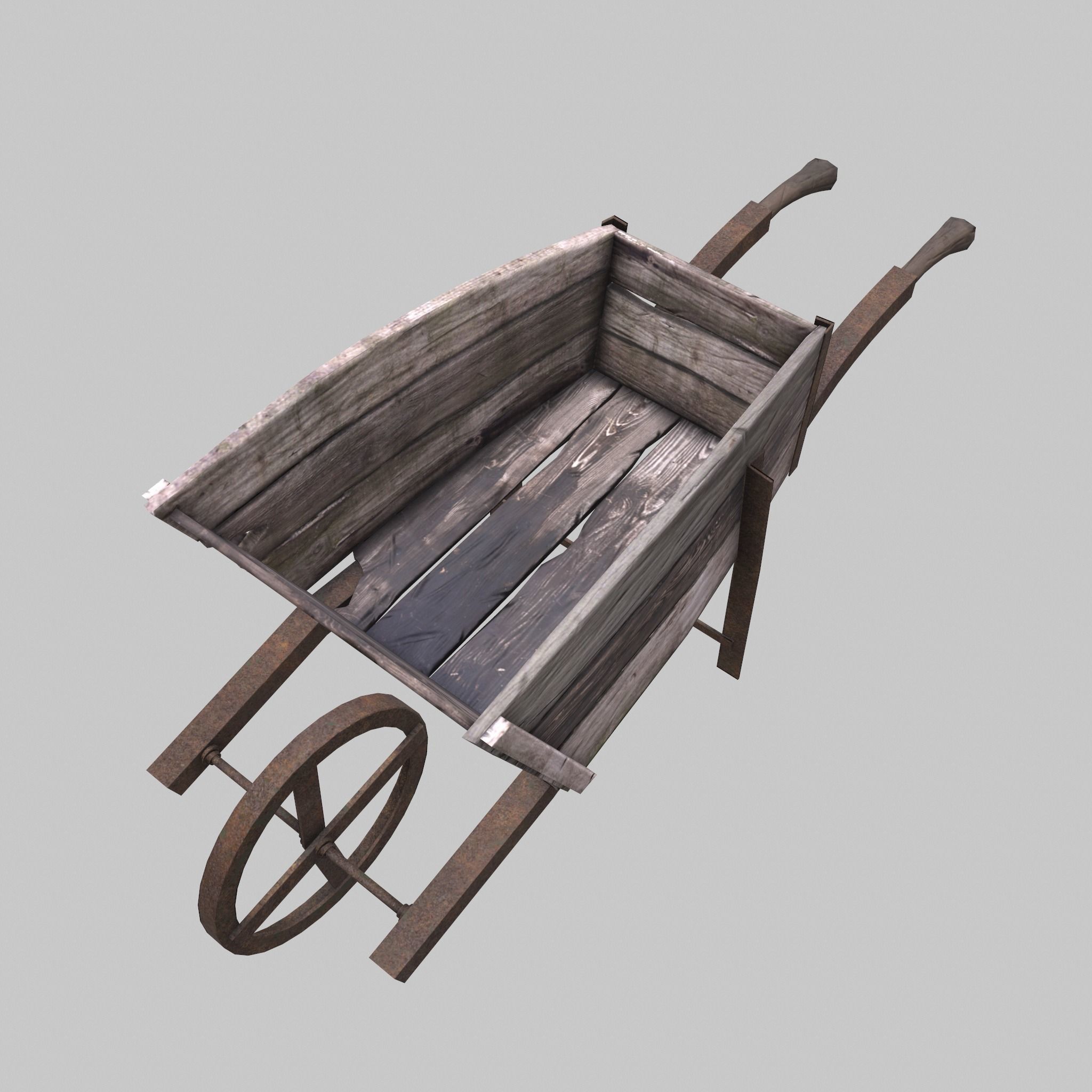 Wooden wheelbarrow 3D asset game-ready | CGTrader