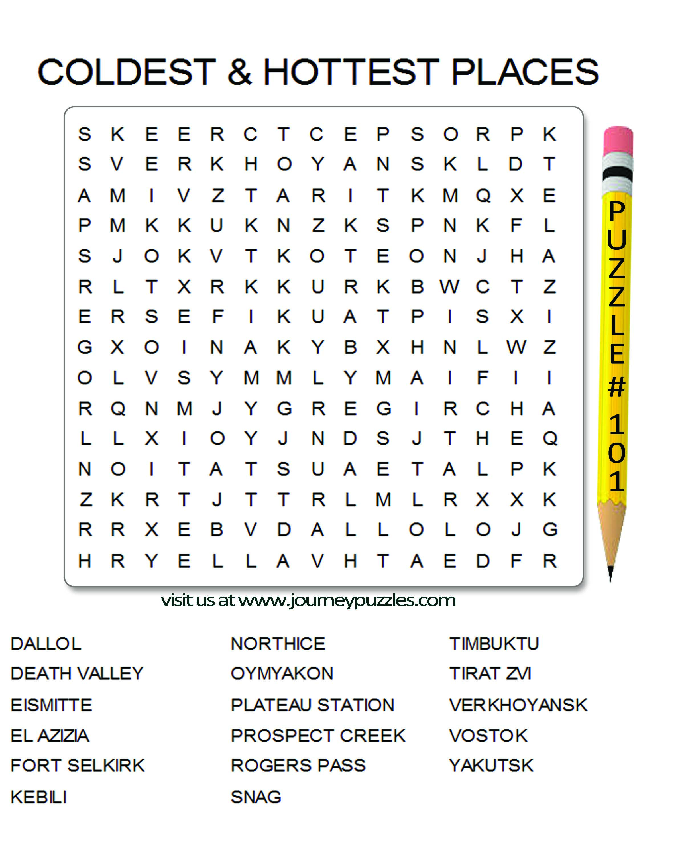 Hot & Cold places puzzles http://amzn.to/1k9Fk07 | Word Search ...