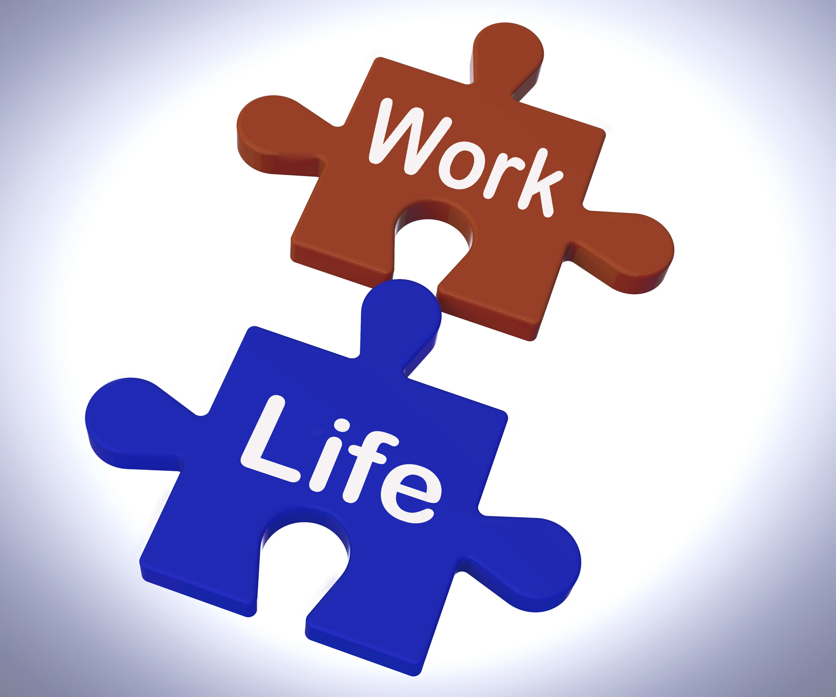 Work life puzzle shows balancing job and relaxation photo