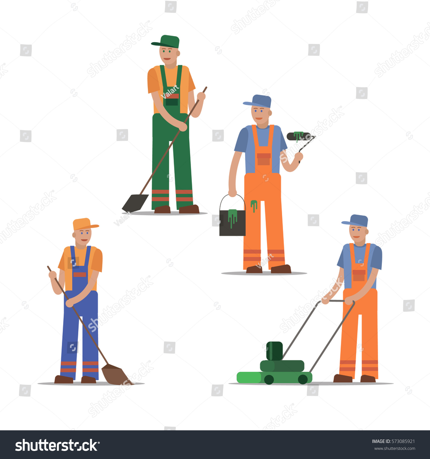 Construction Worker Collection Vector Illustration Flat Stock Vector ...