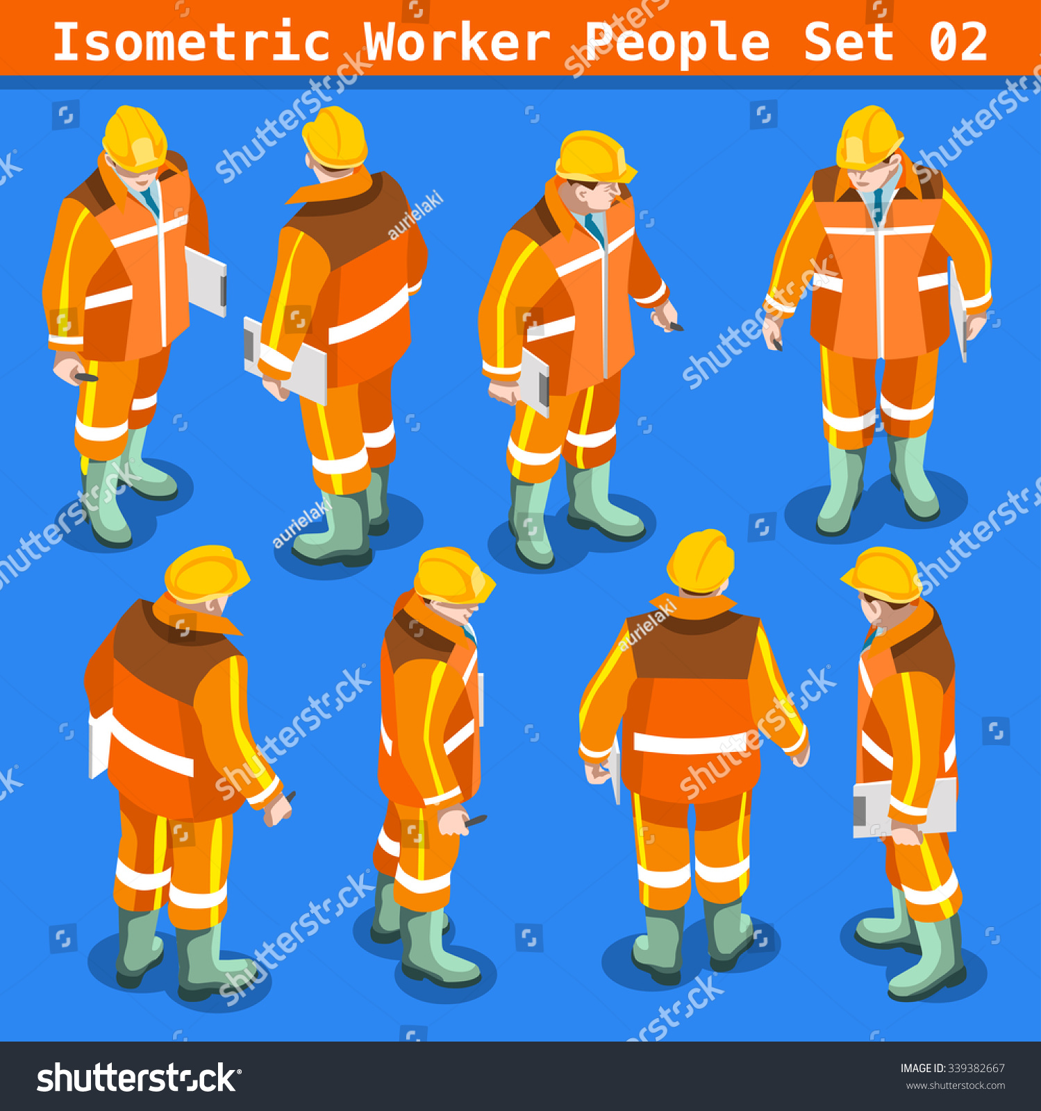 Tradesman Character Isometric People Building Construction Stock ...