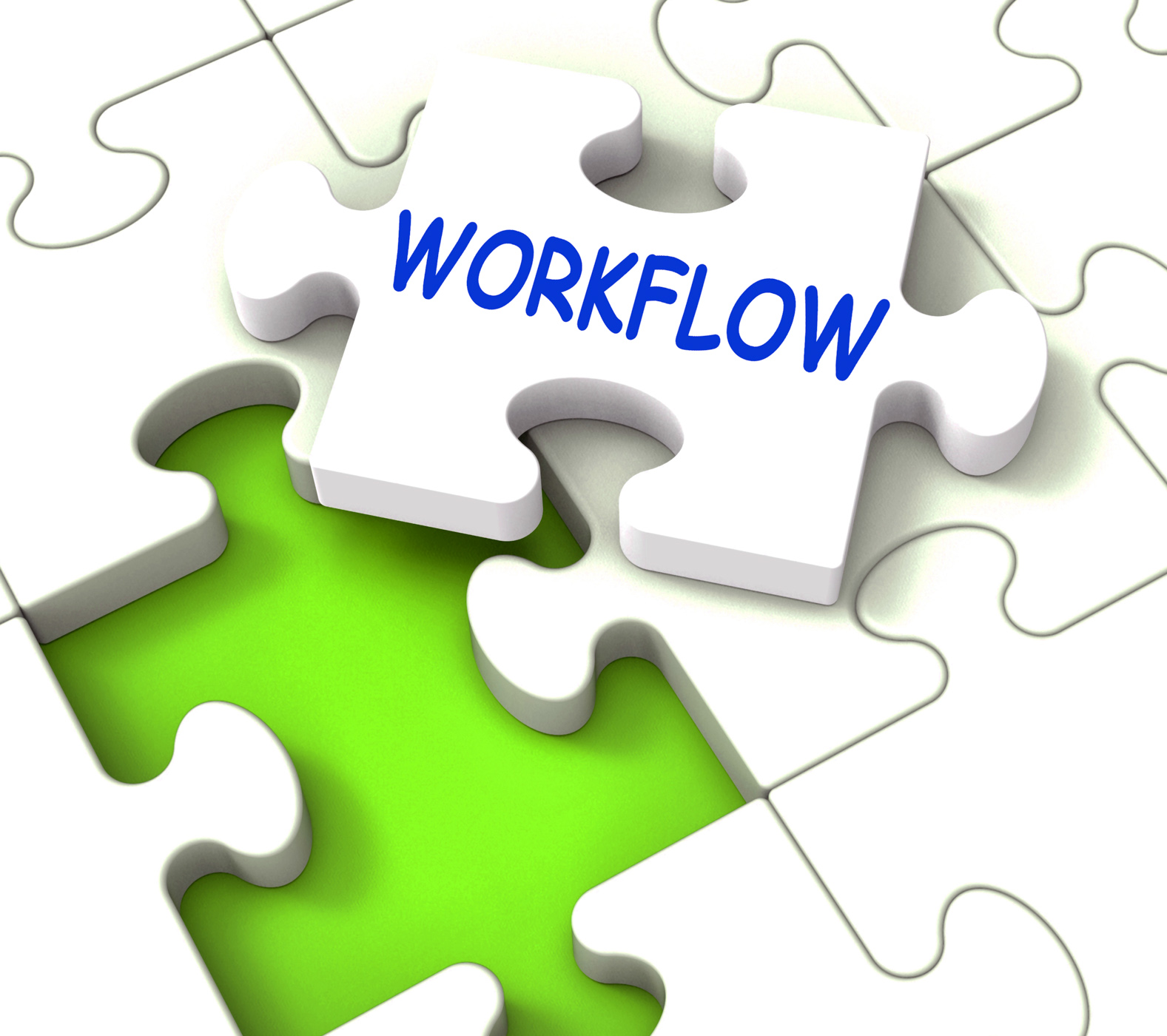 Workflow puzzle shows structure process flow or procedure photo