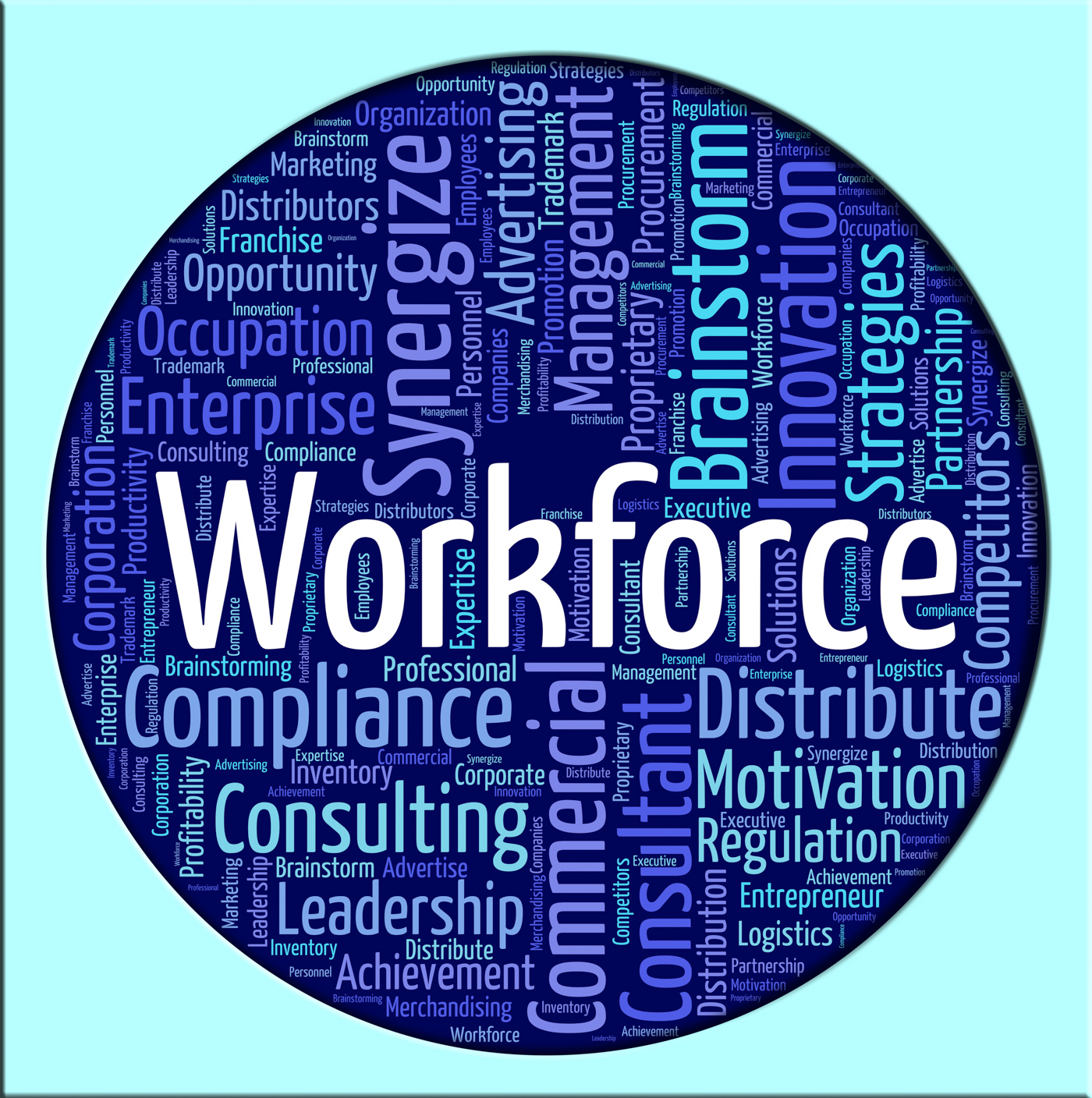 Workforce word shows human resources and manpower photo