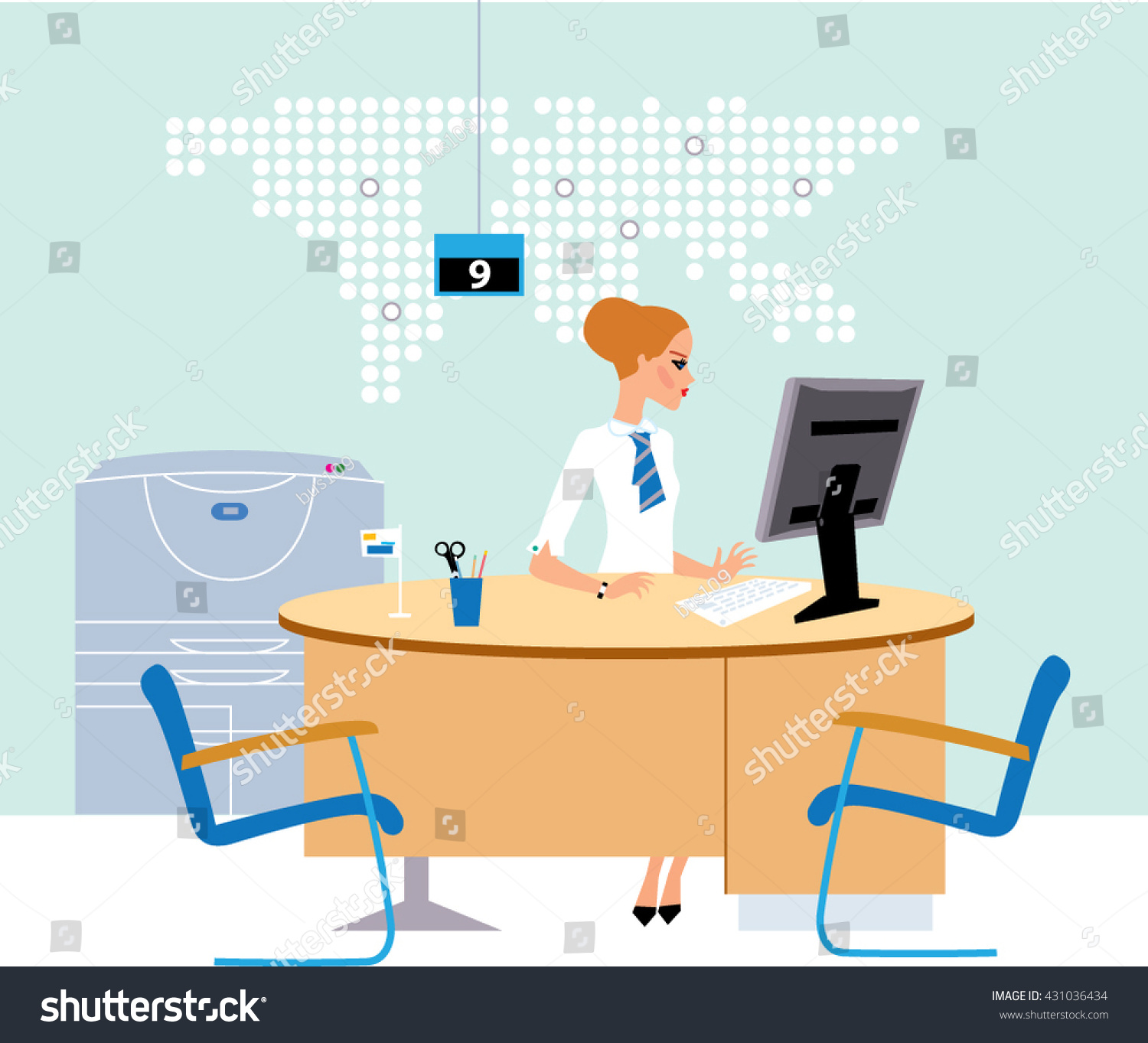 Office Woman Working Place Consultant Vector Stock Vector HD ...