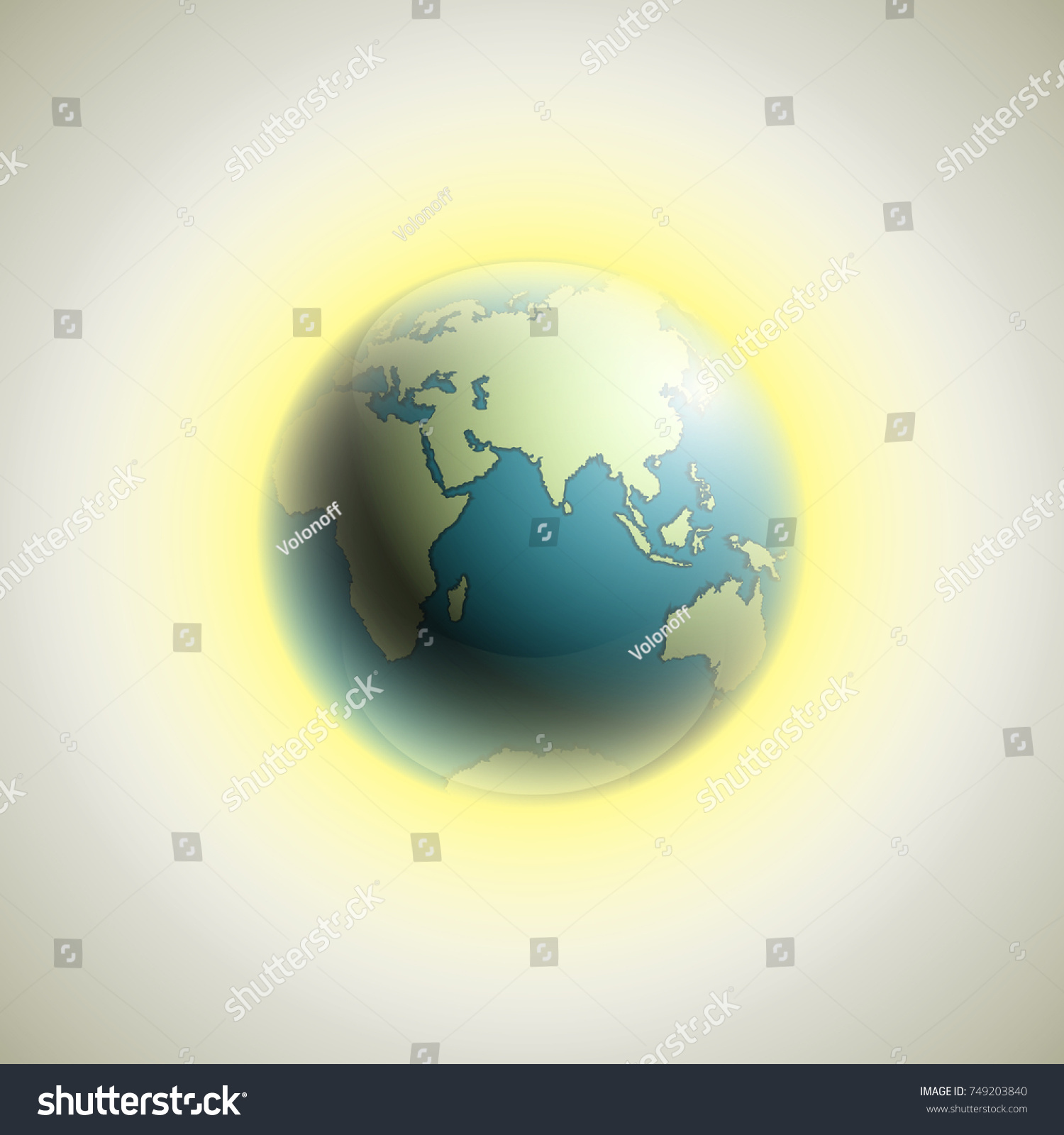World Map Rising Sun Banner Globe Stock Photo (Photo, Vector ...