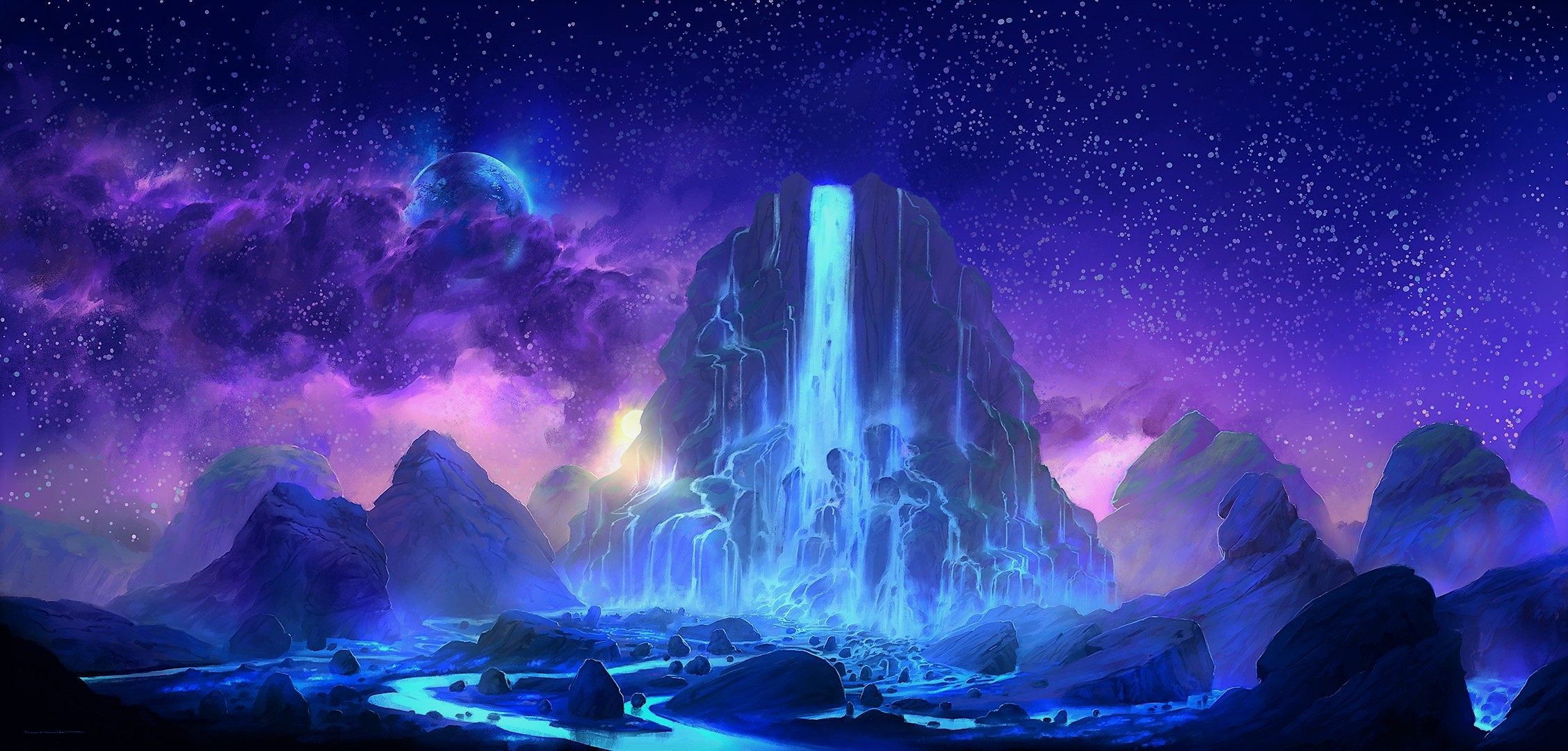 Purple and Blue Fantasy World Full HD Wallpaper and Background Image ...